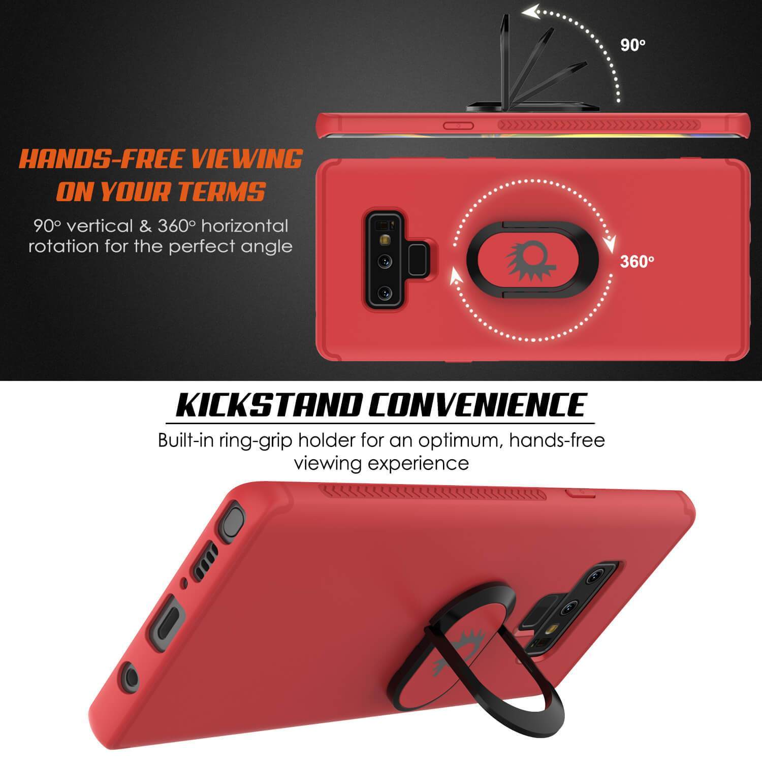Capinha para Note 9, Capinha Punkcase  Magnetix de TPU protetora com suporte, protetor de tela de vidro temperado  [Vermelho]
