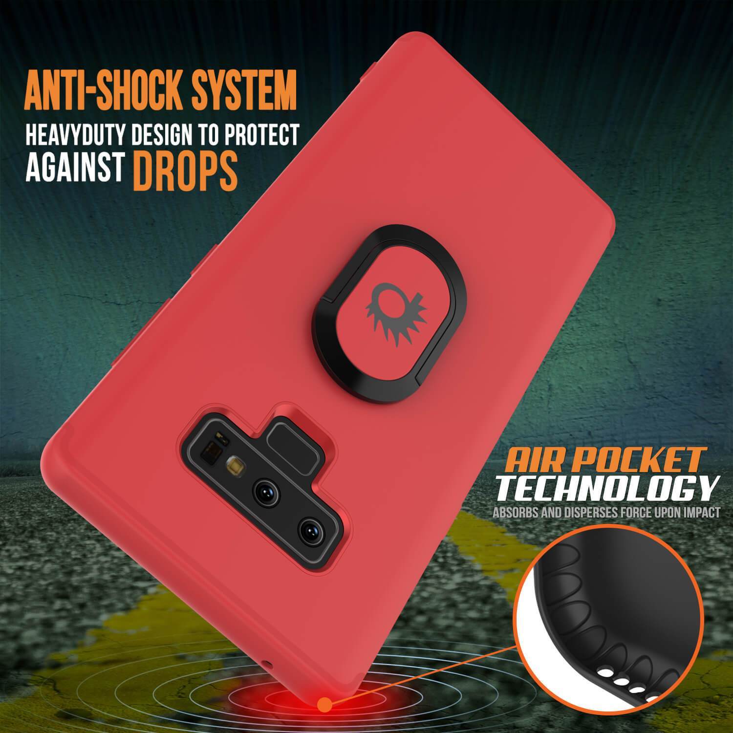Capinha para Note 9, Capinha Punkcase  Magnetix de TPU protetora com suporte, protetor de tela de vidro temperado  [Vermelho]