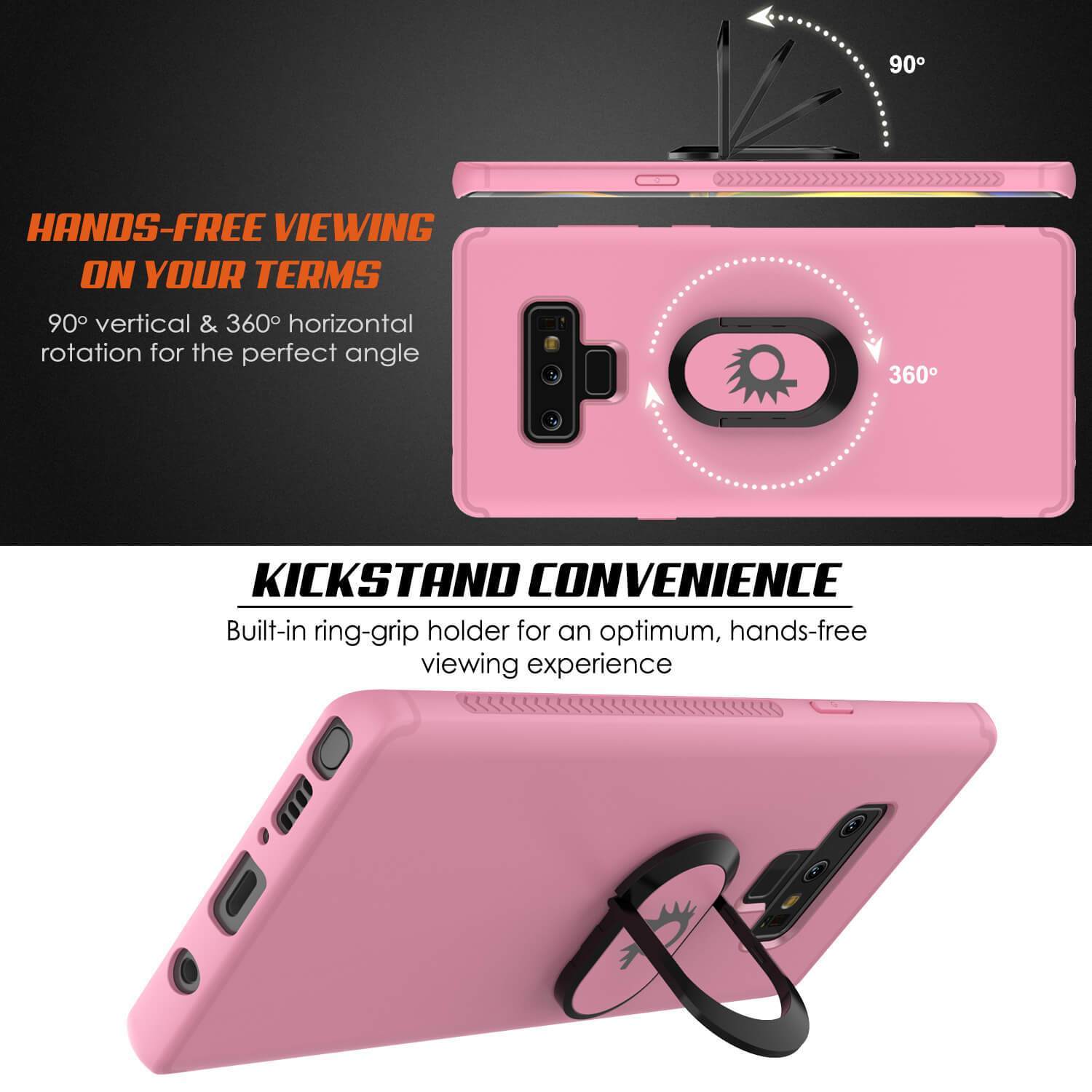 Capinha para Note 9, Capinha Punkcase  Magnetix de TPU protetora com suporte, protetor de tela de vidro temperado  [Rosa]