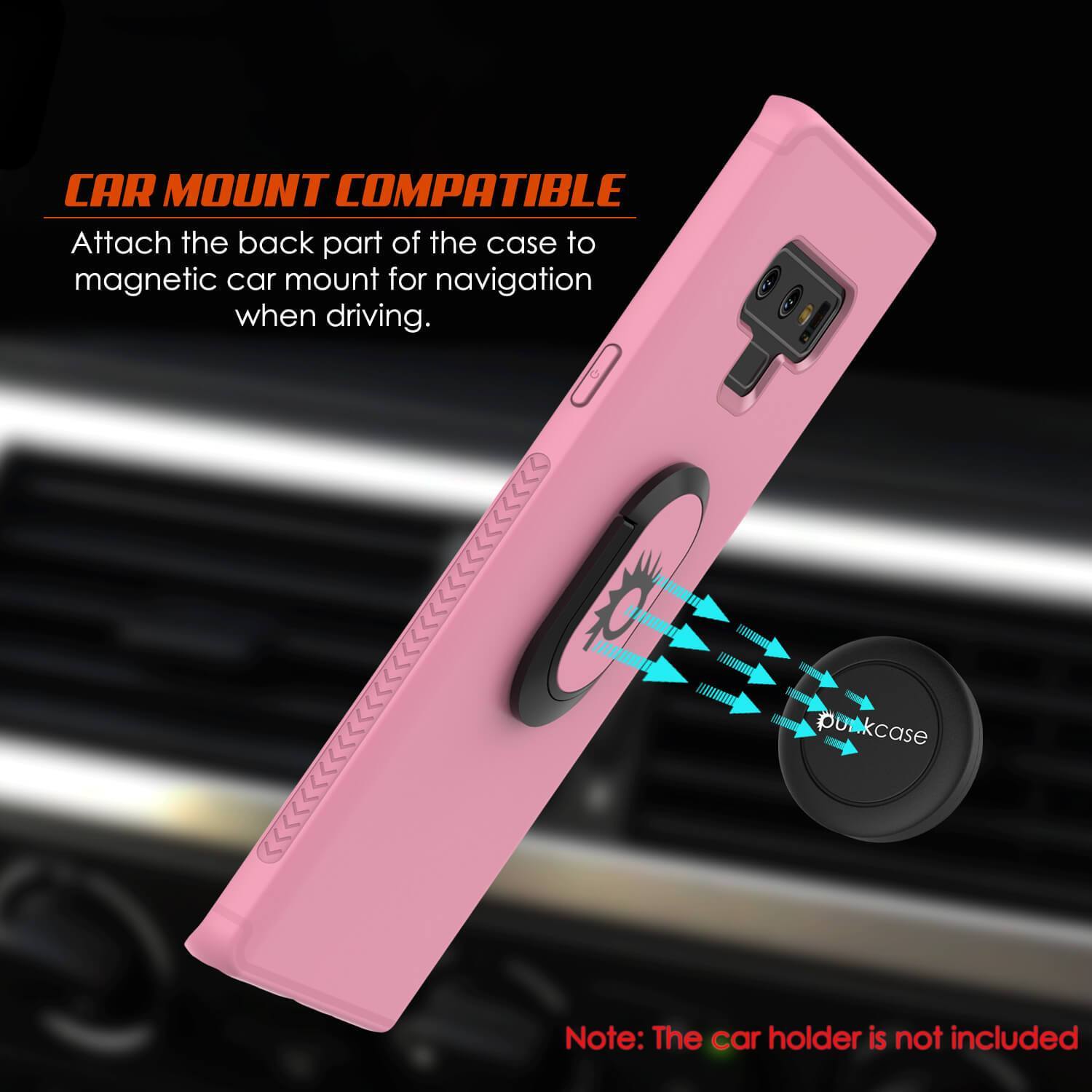 Capinha para Note 9, Capinha Punkcase  Magnetix de TPU protetora com suporte, protetor de tela de vidro temperado  [Rosa]