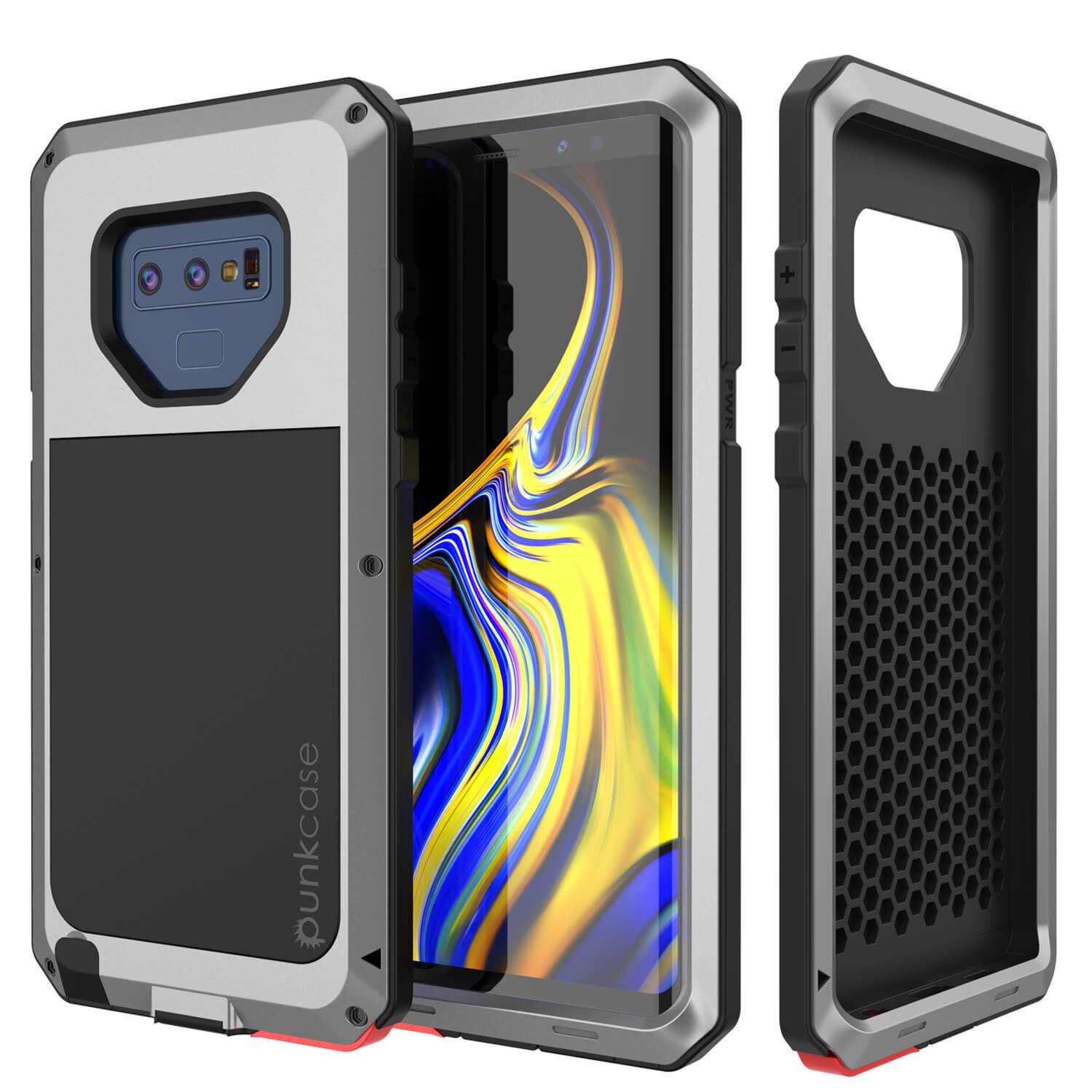 Capa para Galaxy Note 9, PUNKcase Metálica Prateada à prova de choque, de metal fino [Prateada]