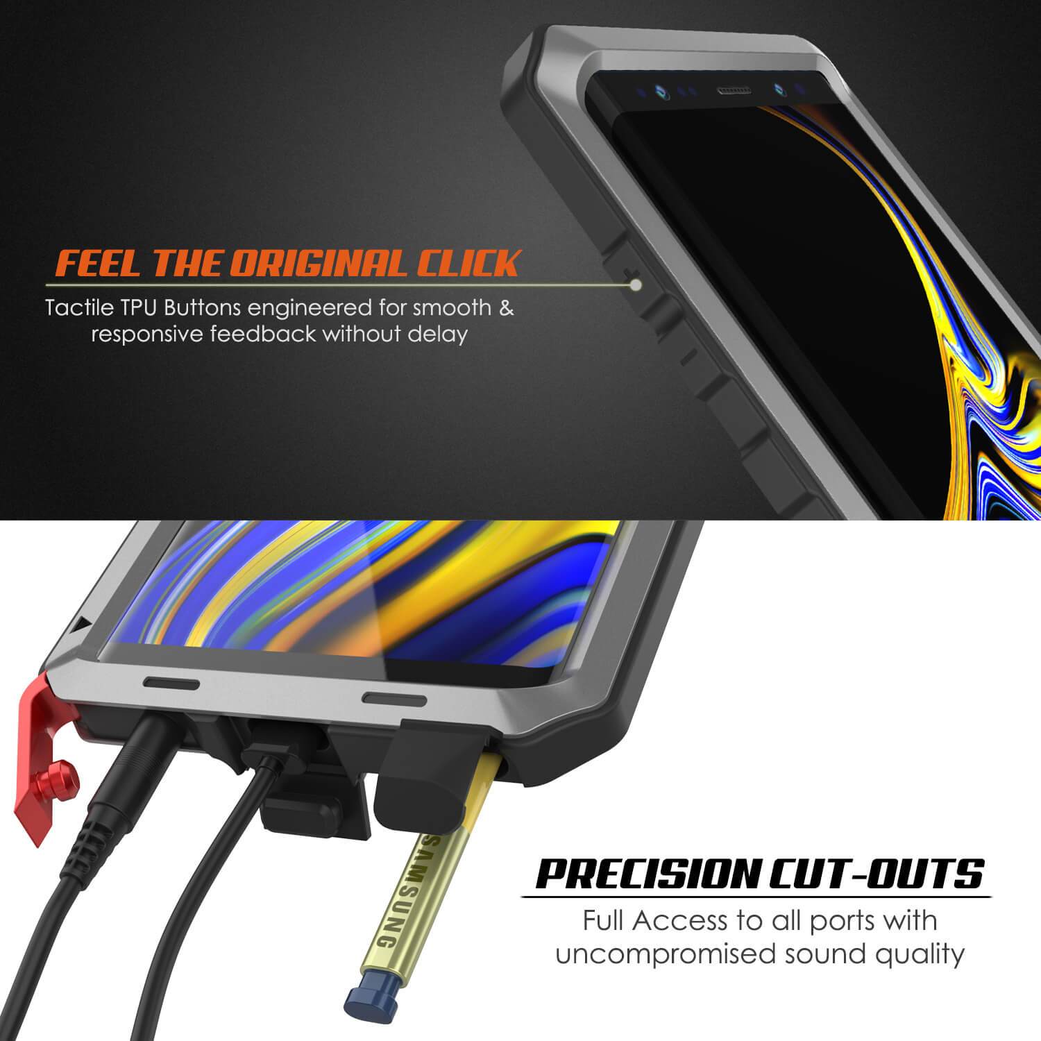 Capa para Galaxy Note 9, PUNKcase Metálica Prateada à prova de choque, de metal fino [Prateada]