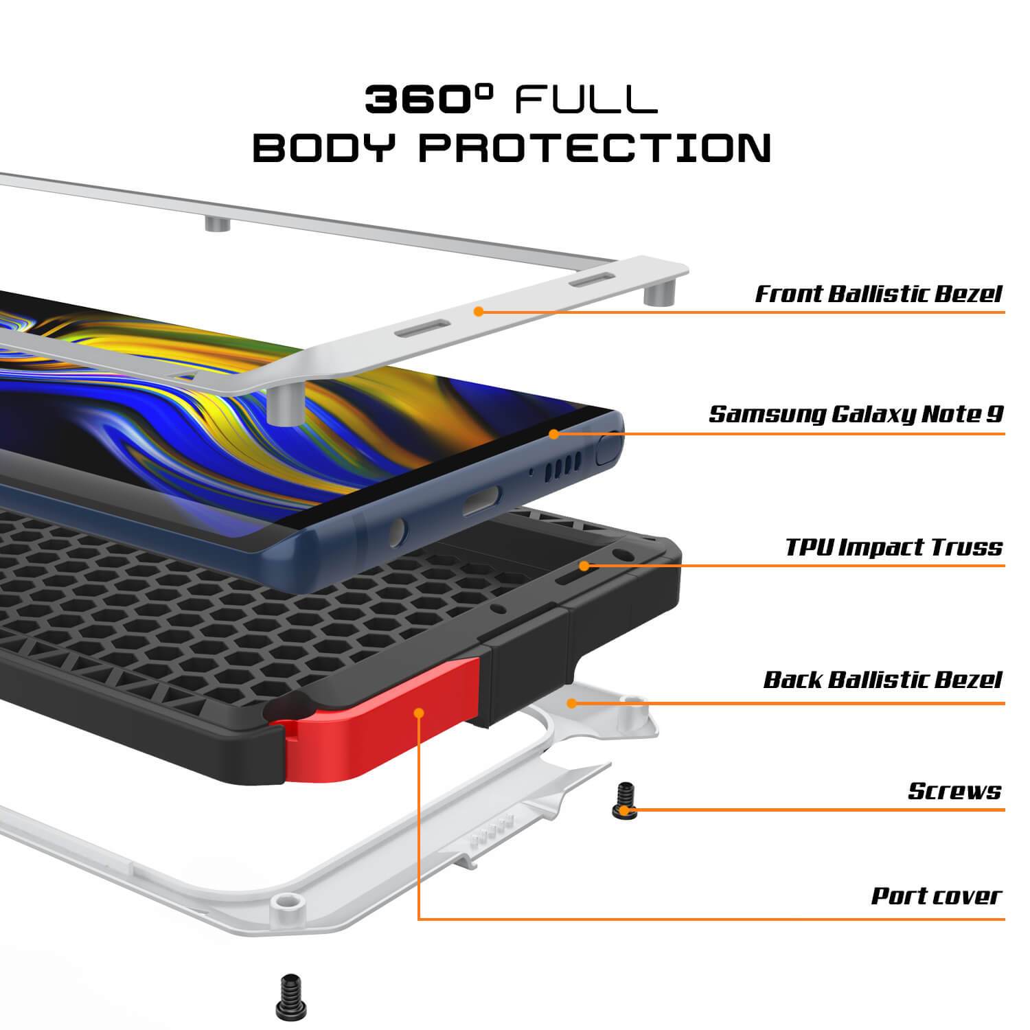 Capa Galaxy Note 9, Capa Metálica Branca PUNKcase à Prova de Choque Slim Metal Armor [Branco]