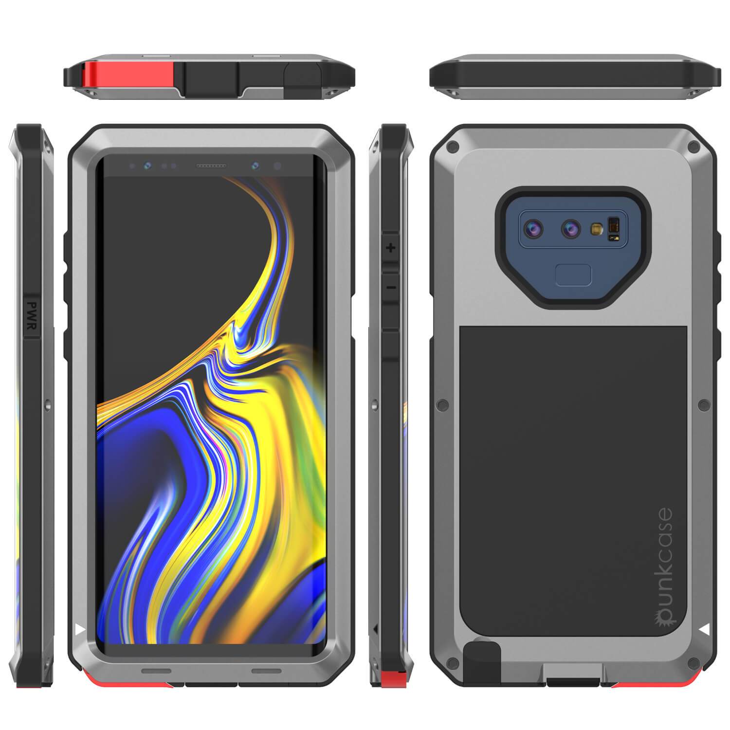Capa para Galaxy Note 9, PUNKcase Metálica Prateada à prova de choque, de metal fino [Prateada]