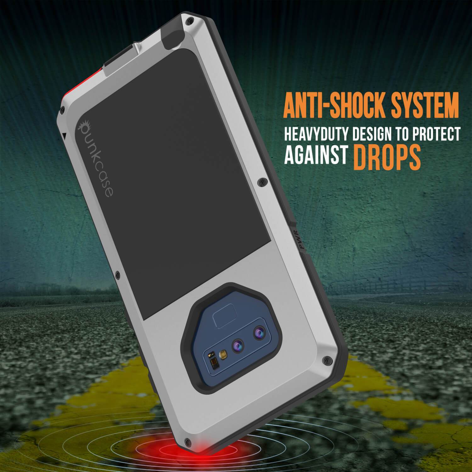 Capa para Galaxy Note 9, PUNKcase Metálica Prateada à prova de choque, de metal fino [Prateada]