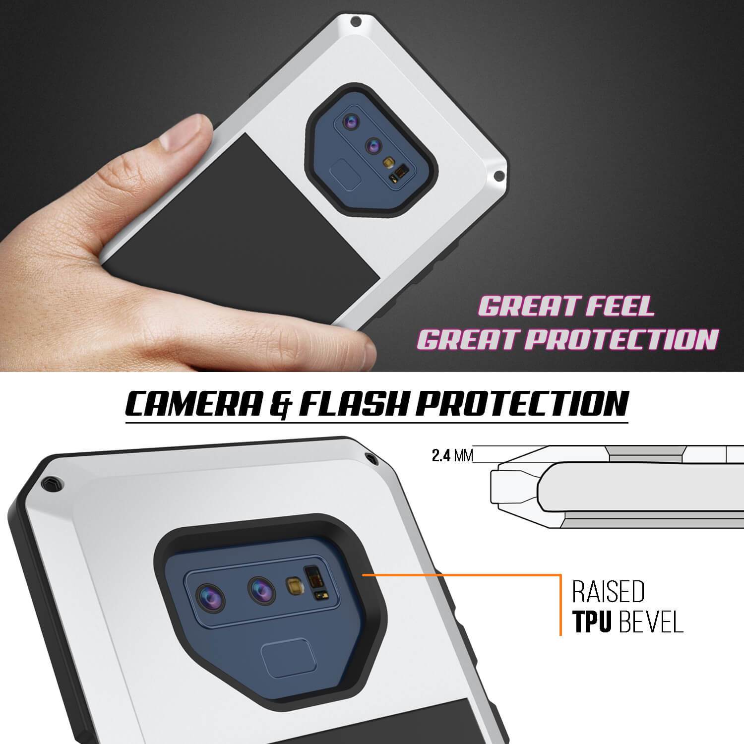 Capa Galaxy Note 9, Capa Metálica Branca PUNKcase à Prova de Choque Slim Metal Armor [Branco]