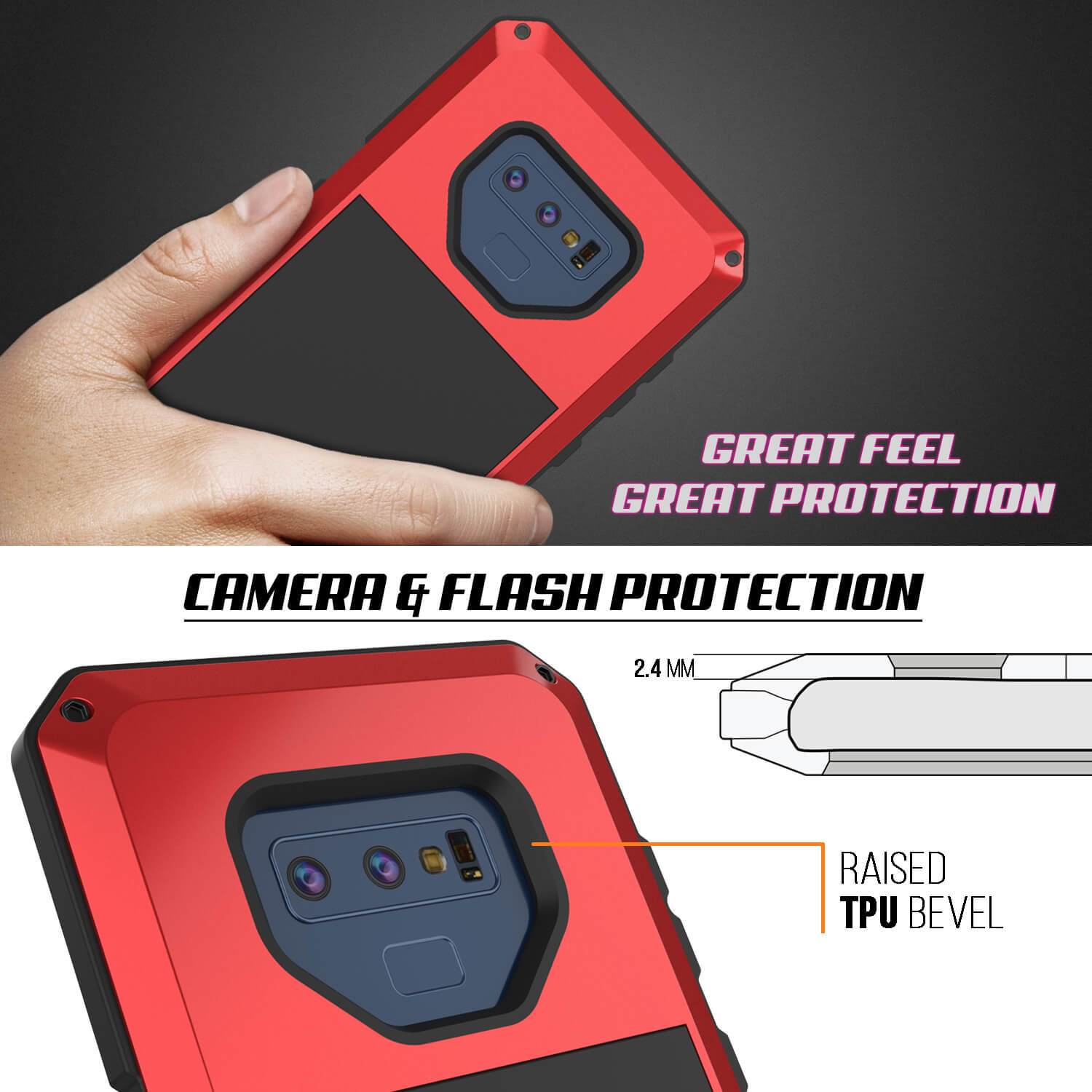Capa Galaxy Note 9, Capa Metálica Vermelha à Prova de Choque PUNKcase Slim Metal Armor [Vermelha]