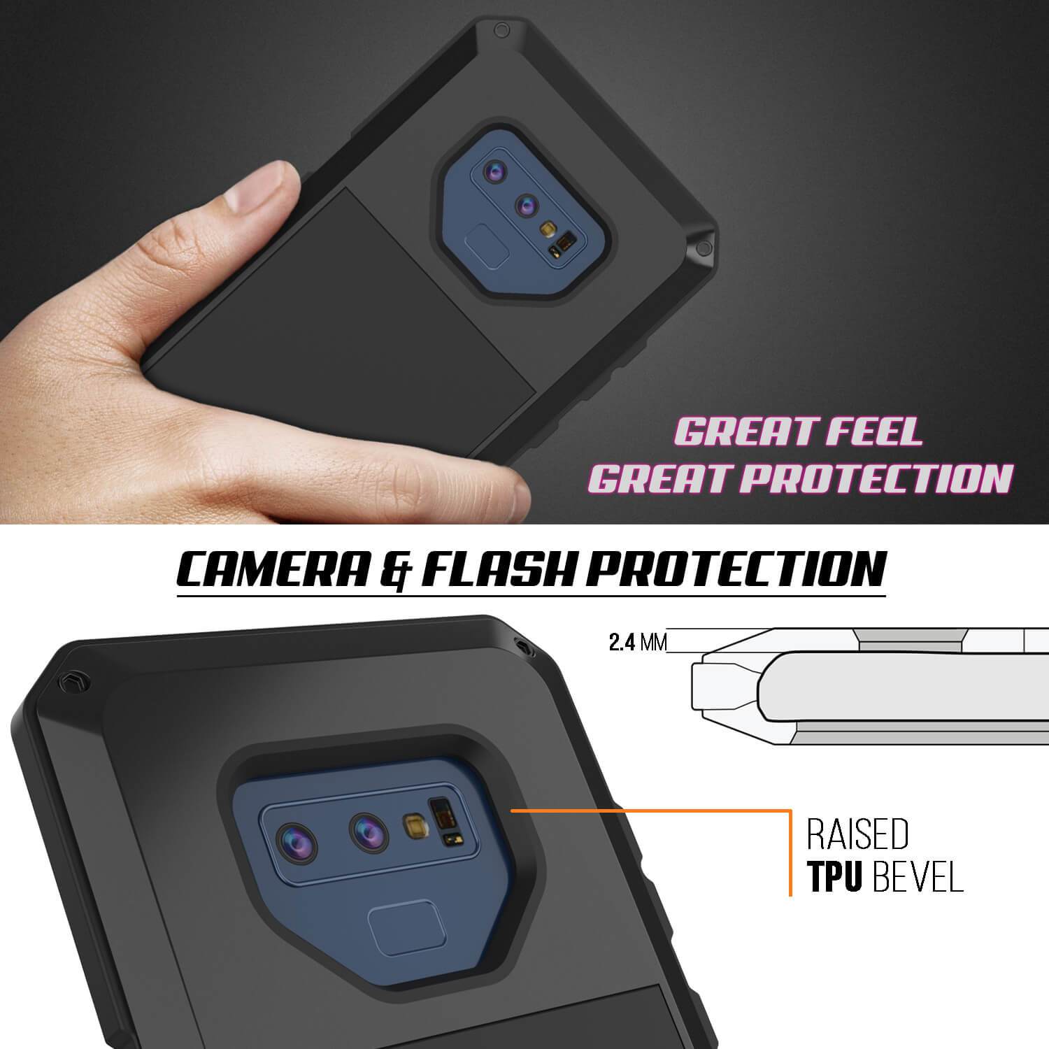 Capa Galaxy Note 9, Capa PUNKcase Metálica Preto à Prova de Choque Slim Metal Armor [Preto]