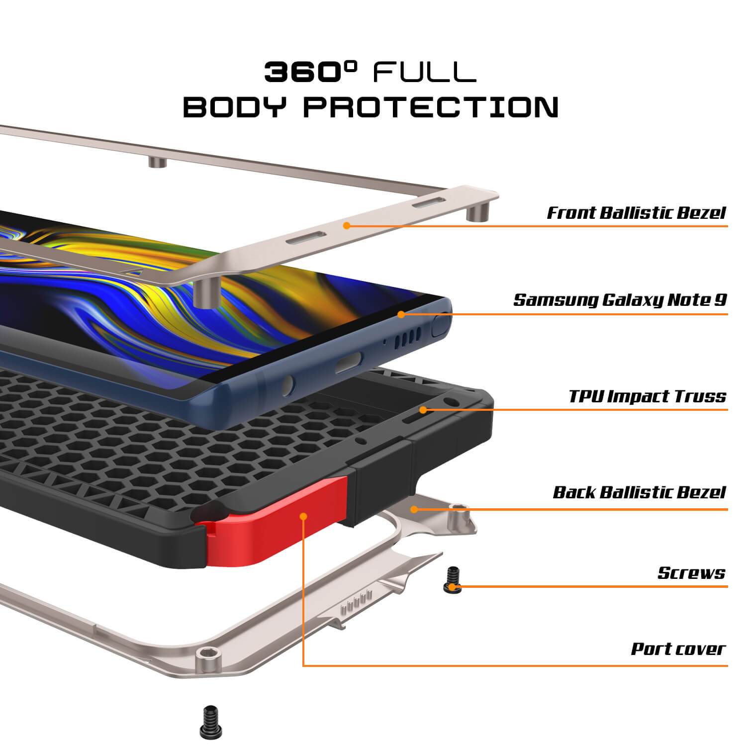 Capa Galaxy Note 9, Capa PUNKcase Metálica Dourada à Prova de Choque Slim Metal Armor [Dourada]