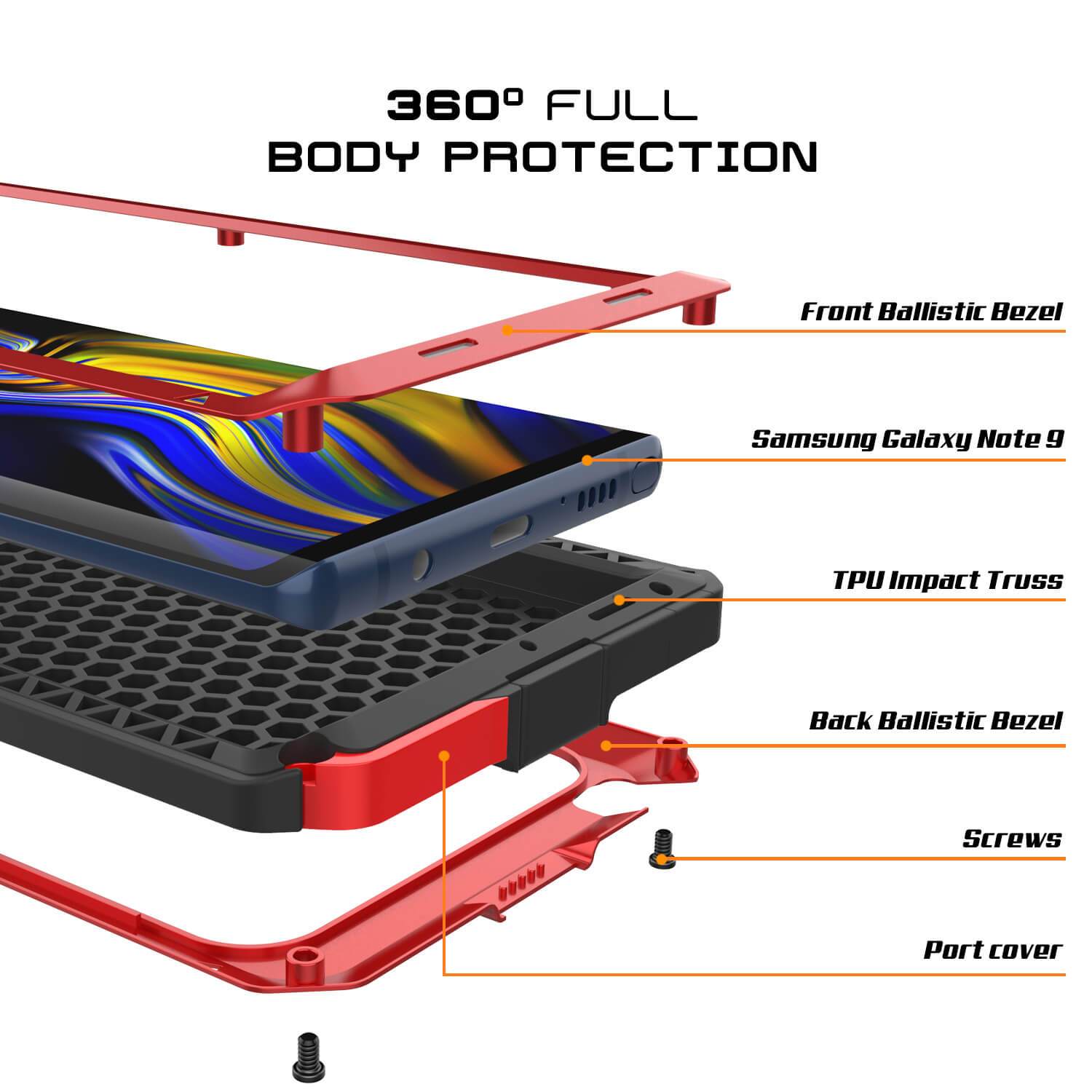 Capa Galaxy Note 9, Capa Metálica Vermelha à Prova de Choque PUNKcase Slim Metal Armor [Vermelha]