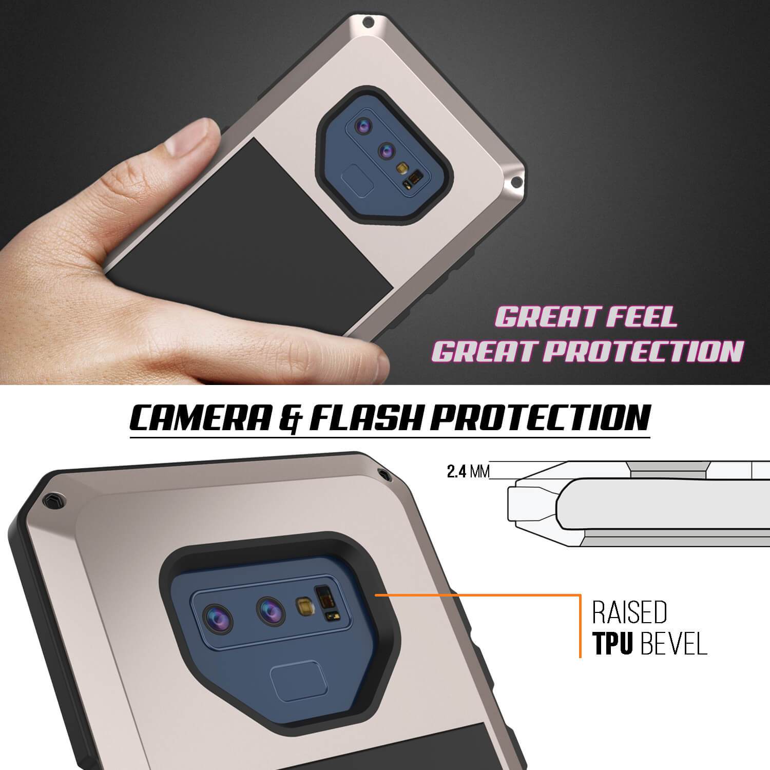 Capa Galaxy Note 9, Capa PUNKcase Metálica Dourada à Prova de Choque Slim Metal Armor [Dourada]