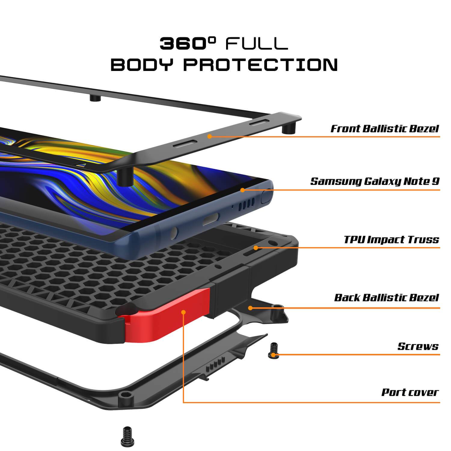 Capa Galaxy Note 9, Capa PUNKcase Metálica Preto à Prova de Choque Slim Metal Armor [Preto]
