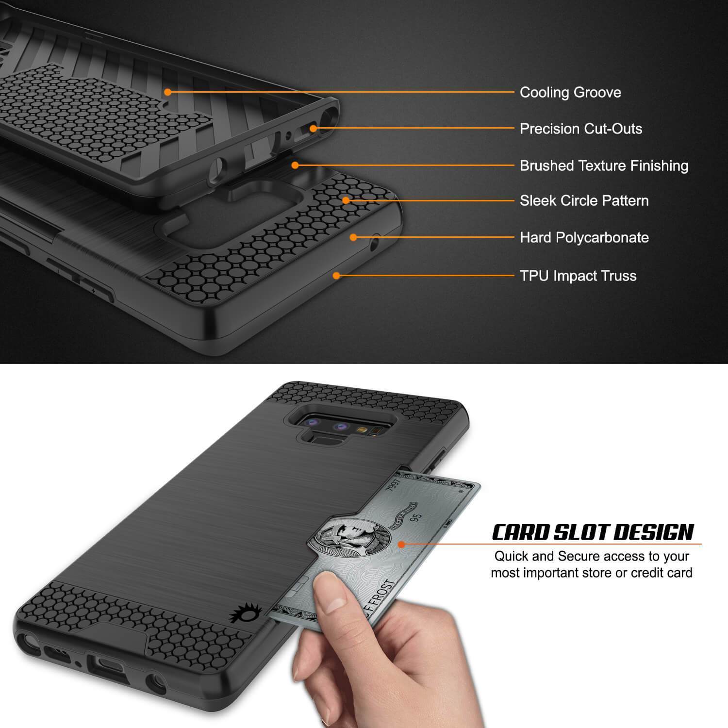 Capa Galaxy Note 9, PUNKcase [Série SLOT] Slim Fit Samsung Note 9 [Preto]