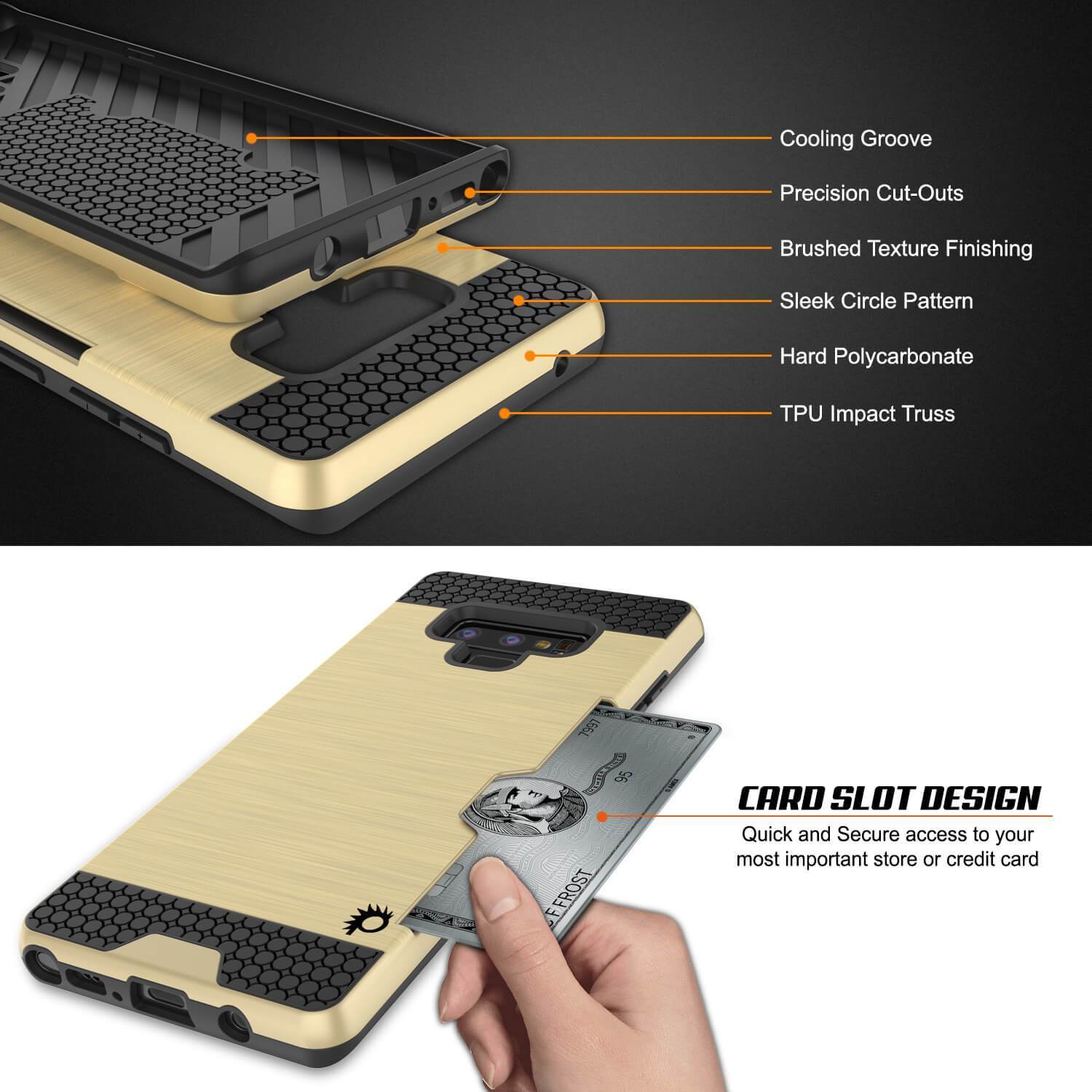 Capa Galaxy Note 9, PUNKcase [Série SLOT] Ajuste Slim Samsung Note 9 [Ouro]