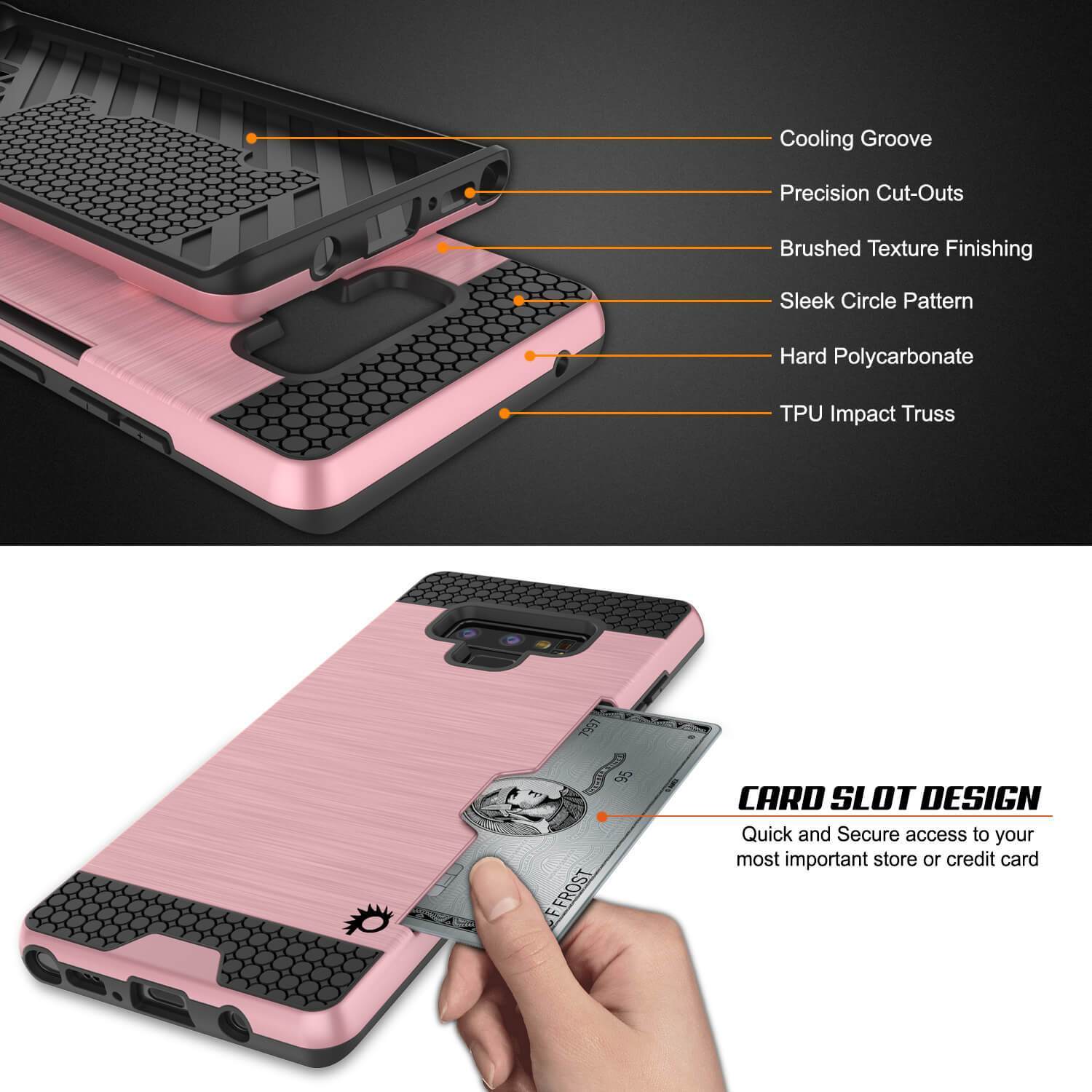 Capa Galaxy Note 9, PUNKcase [Série SLOT] Ajuste fino Samsung Note 9 [Ouro Rosa]