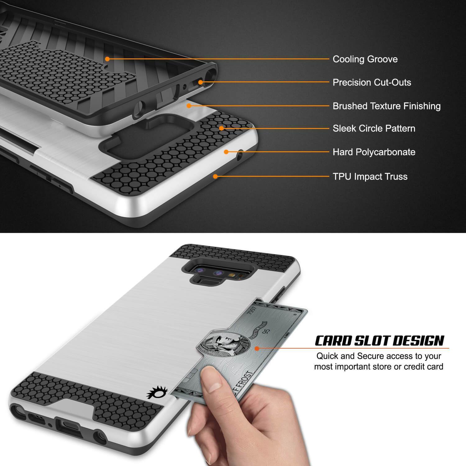 Capa Galaxy Note 9, PUNKcase [Série SLOT] Ajuste Slim Samsung Note 9 [Prateado]