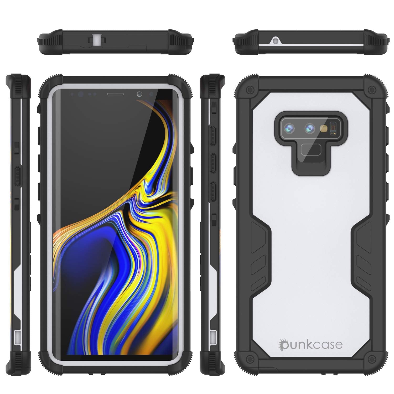 Capa impermeável Punkcase Galaxy Note 9 [Série Extrema Navy Seal] Cobertura de Armadura com Protetor de Tela Incorporado [Branco]