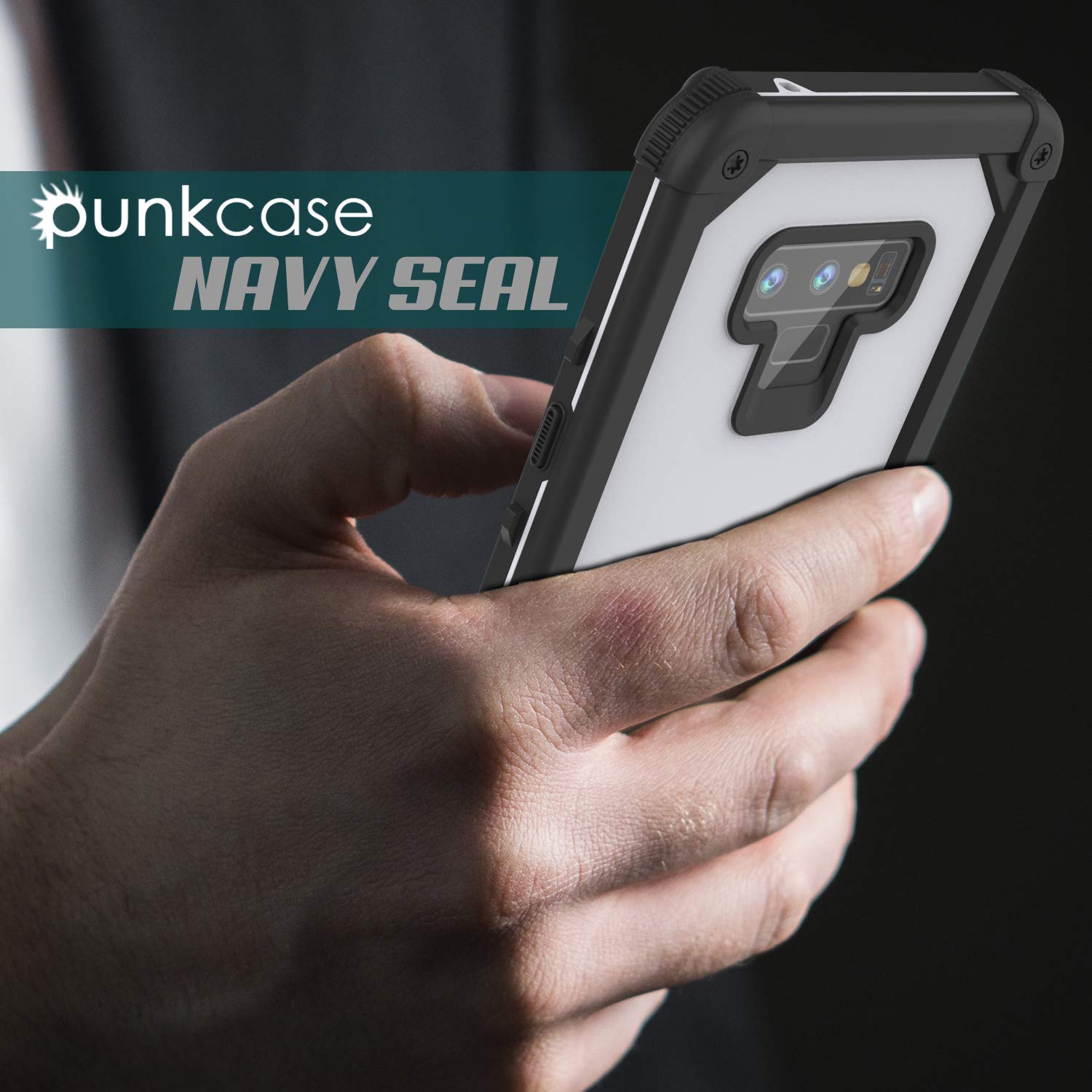Capa impermeável Punkcase Galaxy Note 9 [Série Extrema Navy Seal] Cobertura de Armadura com Protetor de Tela Incorporado [Branco]