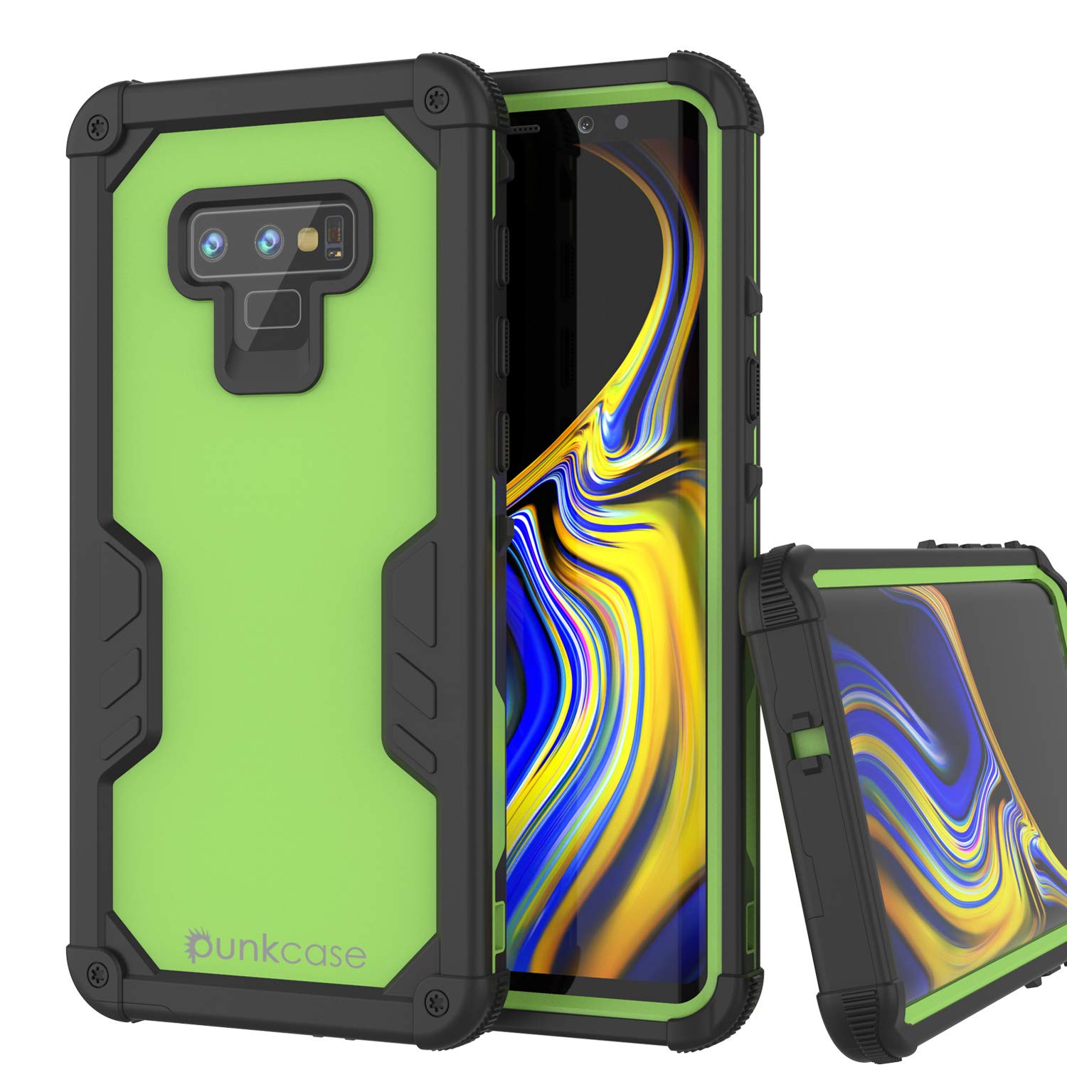Capa à prova de água Punkcase Galaxy Note 9 [Série Navy Seal Extreme] Capa protetora de armadura com protetor de tela embutido [Verde Claro]