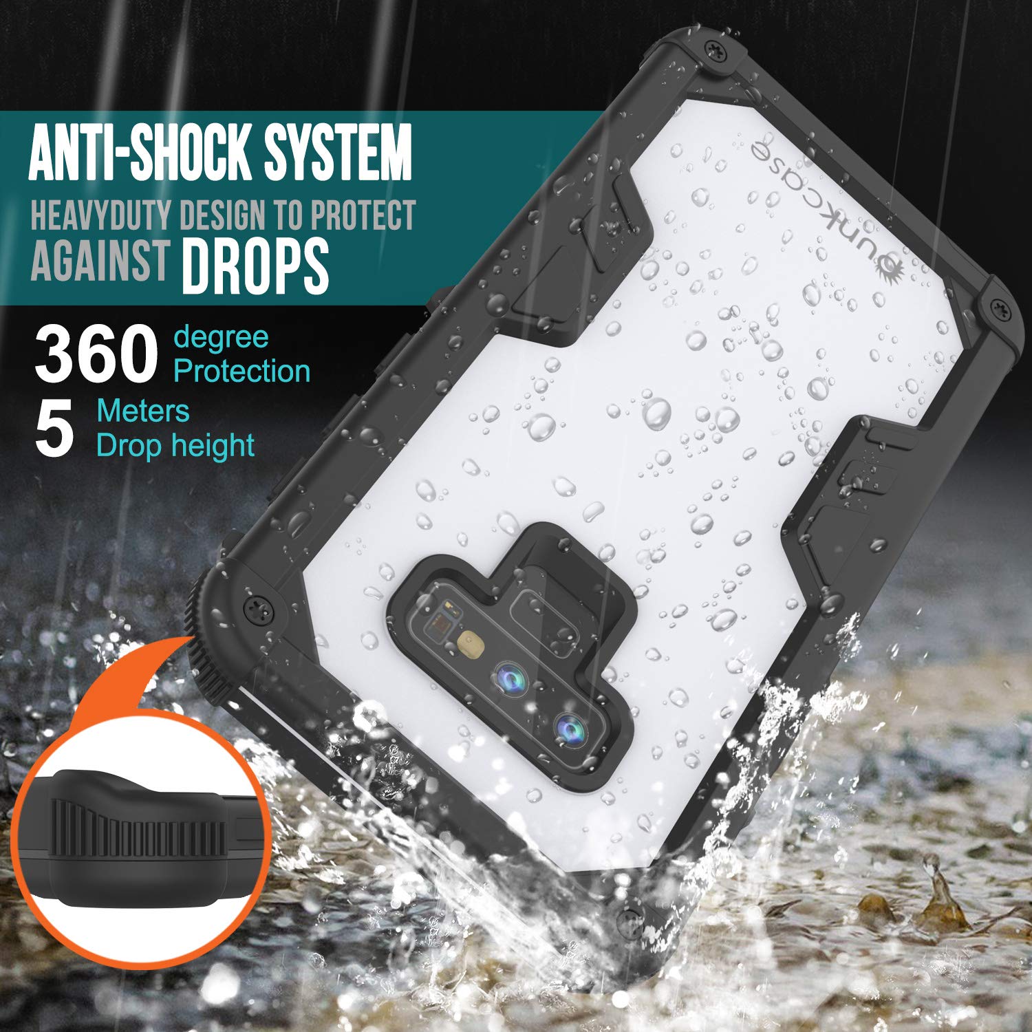 Capa impermeável Punkcase Galaxy Note 9 [Série Extrema Navy Seal] Cobertura de Armadura com Protetor de Tela Incorporado [Branco]