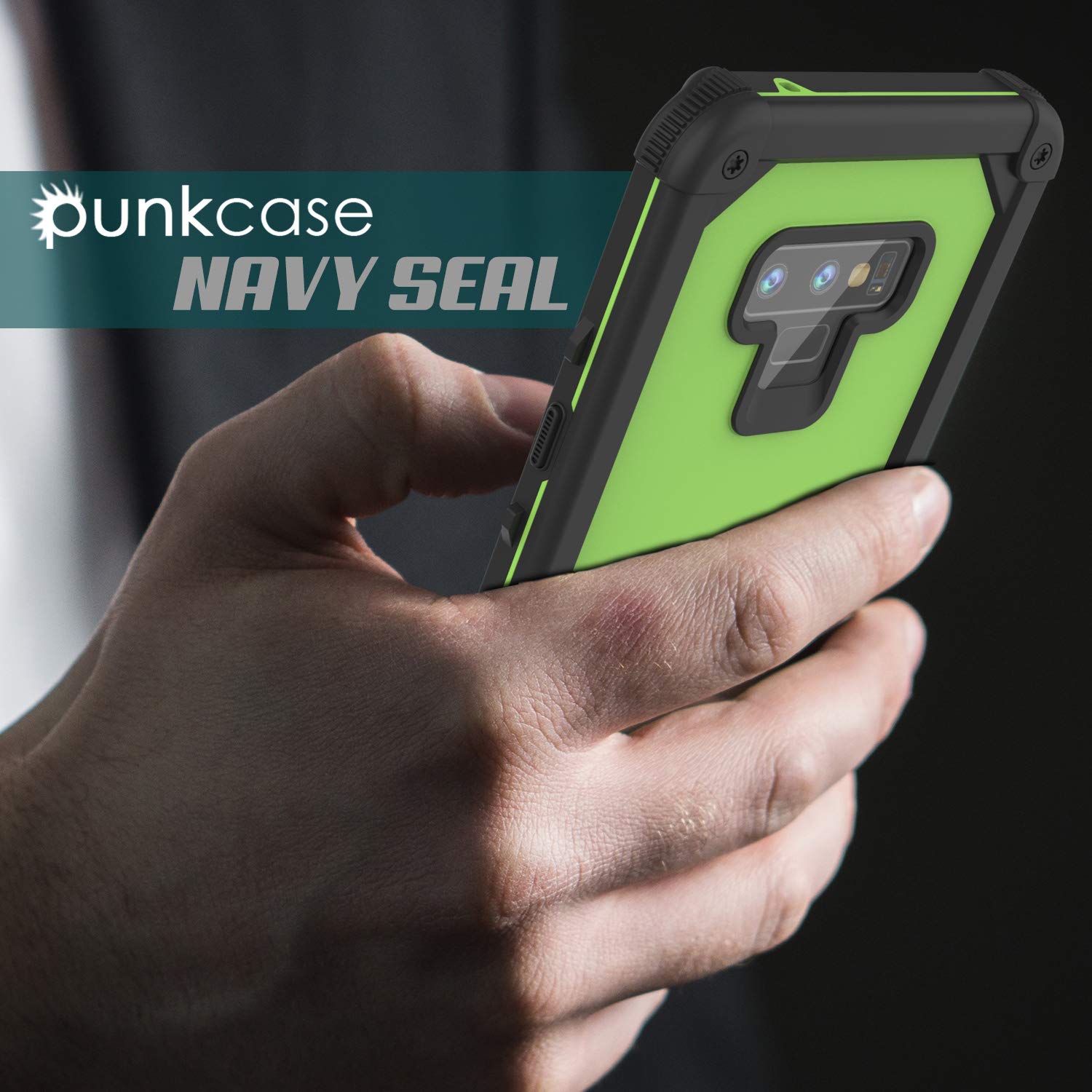 Capa à prova de água Punkcase Galaxy Note 9 [Série Navy Seal Extreme] Capa protetora de armadura com protetor de tela embutido [Verde Claro]