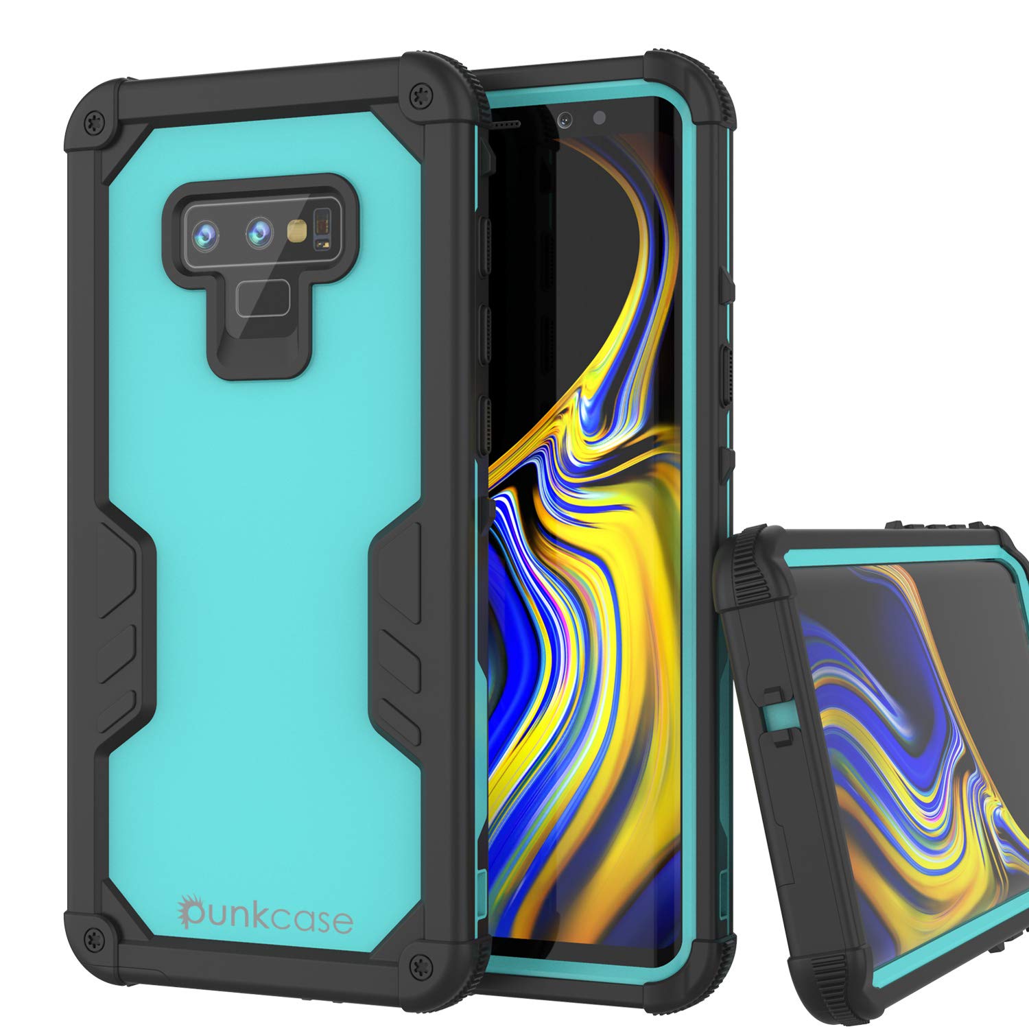 Capa à prova d'água Punkcase Galaxy Note 9 [Série Navy Seal Extreme] Cobertura de armadura com protetor de tela embutido [Azul-petróleo]