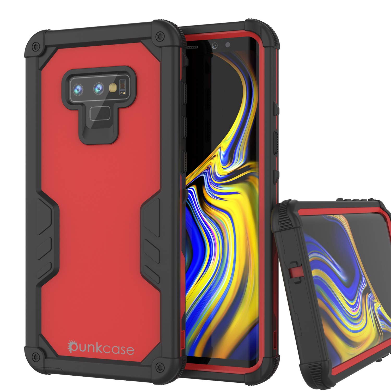 Punkcase Capa à Prova d'Água Galaxy Note 9 [Série Extreme Navy Seal] Capa de Armadura com Protetor de Tela Embutido [Vermelho]
