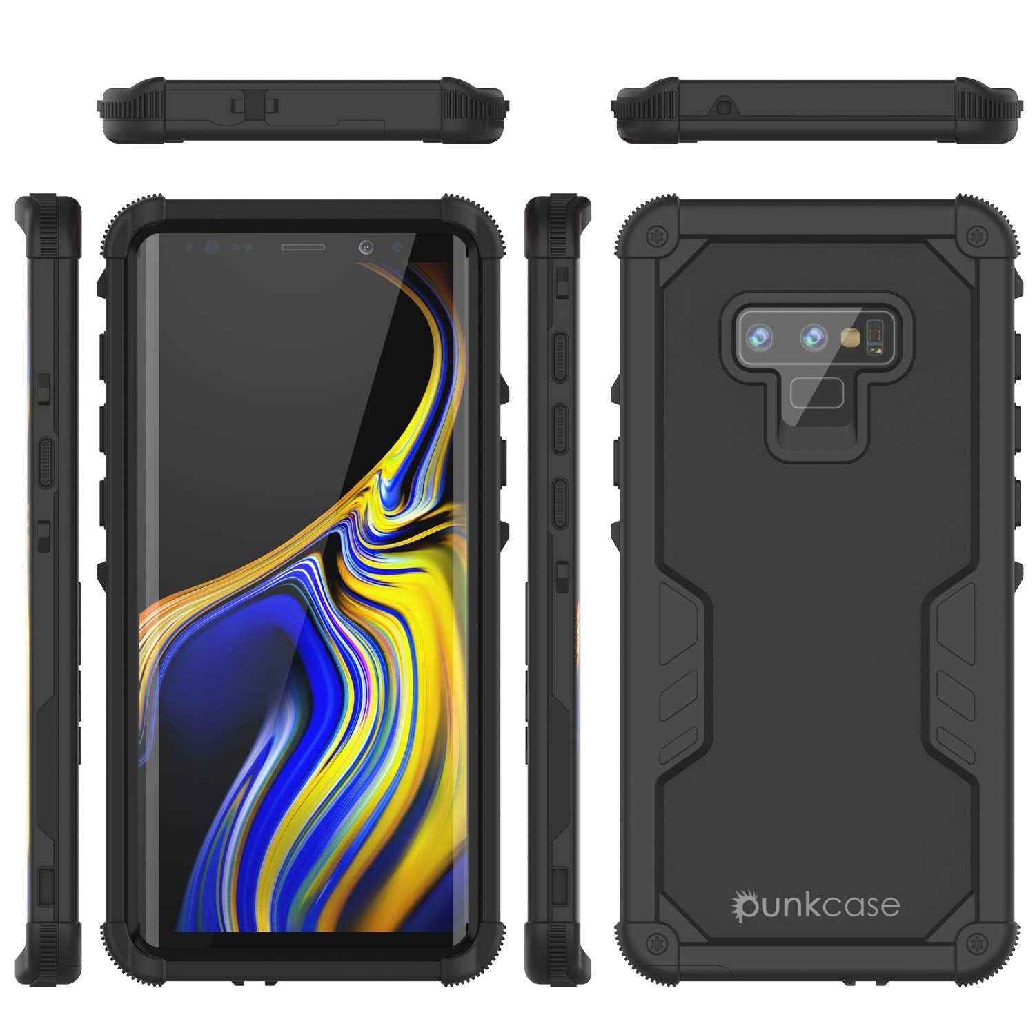 Capa à prova d'água Punkcase Galaxy Note 9 [Série Navy Seal Extreme] Cobertura de armadura com protetor de tela embutido [Preto]