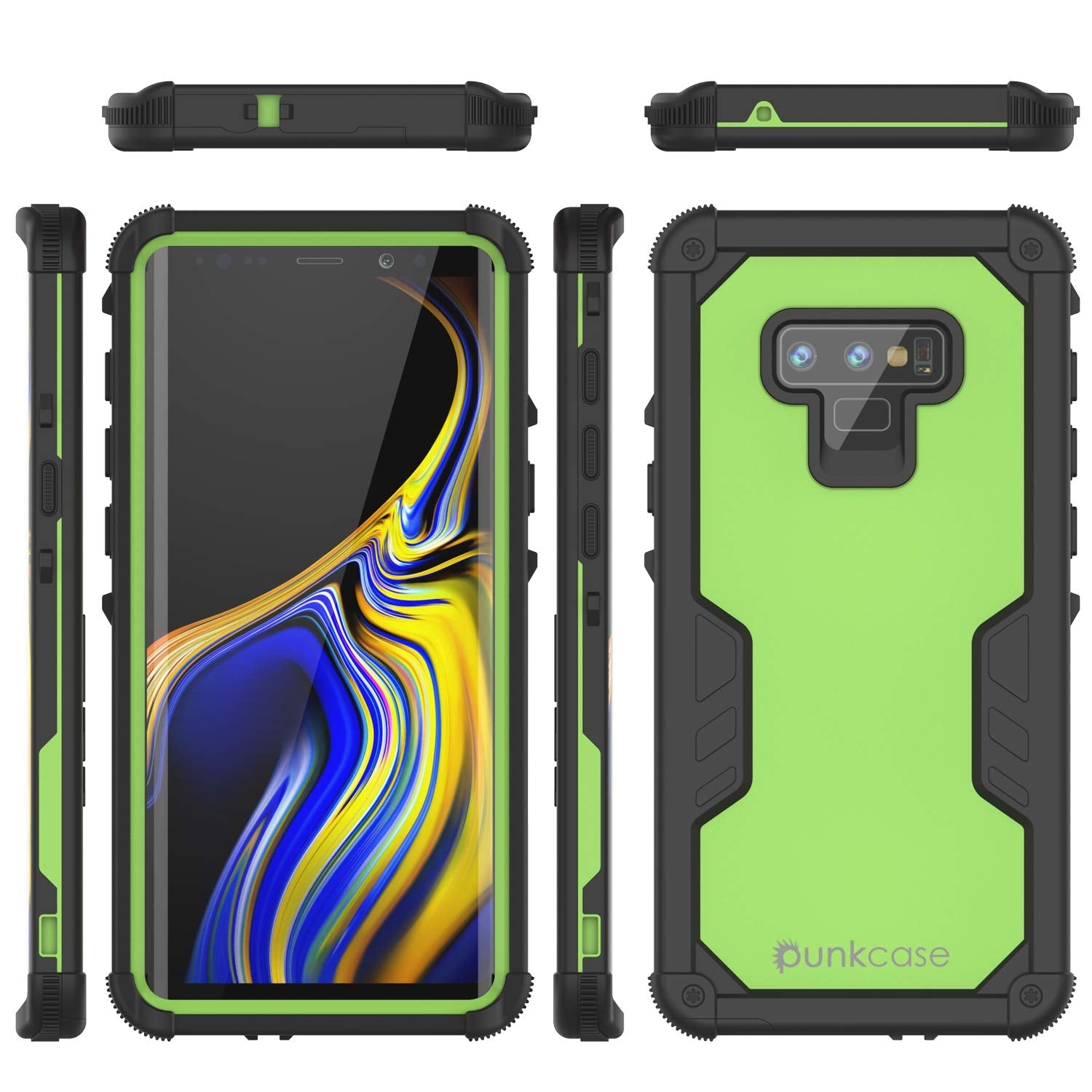 Capa à prova de água Punkcase Galaxy Note 9 [Série Navy Seal Extreme] Capa protetora de armadura com protetor de tela embutido [Verde Claro]