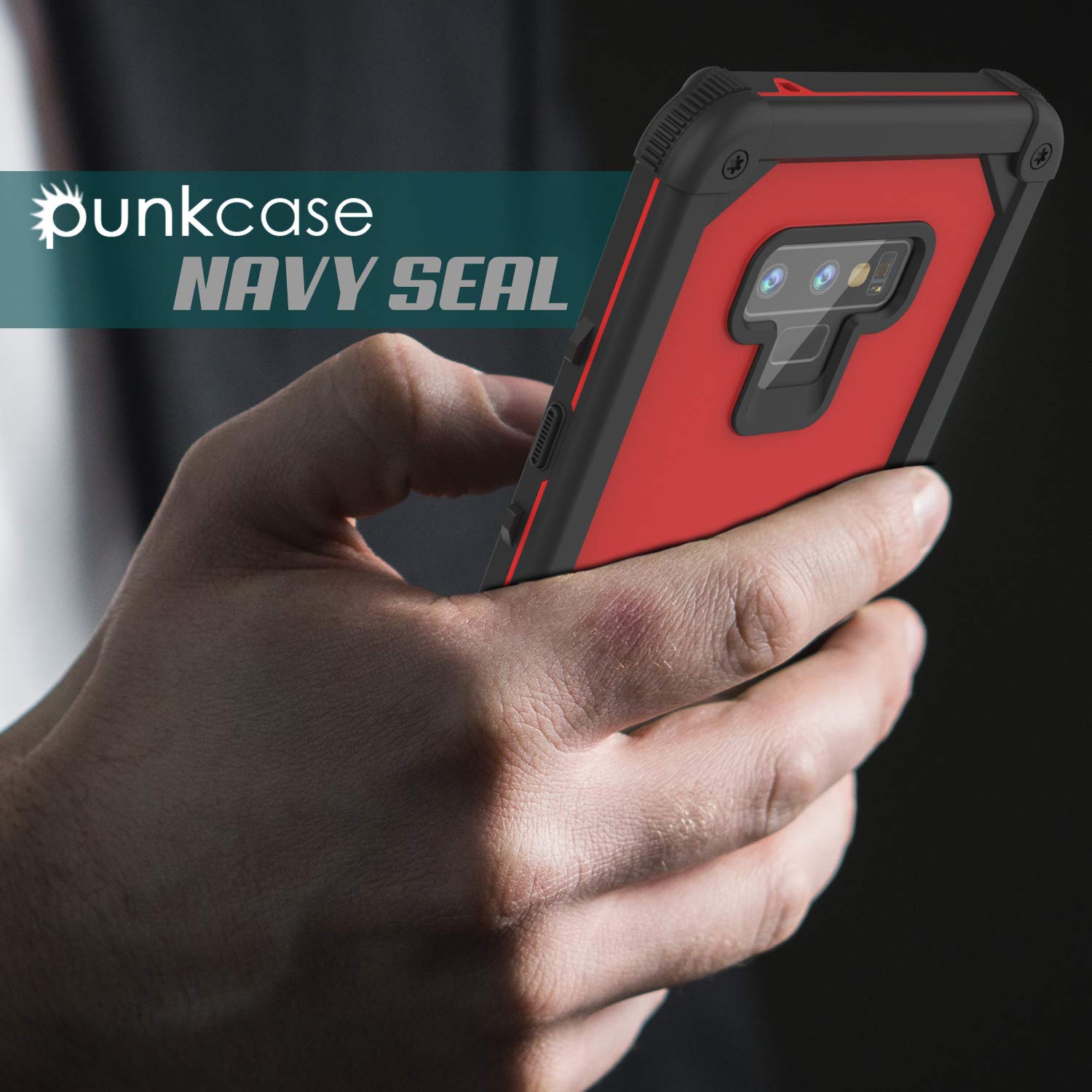 Punkcase Capa à Prova d'Água Galaxy Note 9 [Série Extreme Navy Seal] Capa de Armadura com Protetor de Tela Embutido [Vermelho]
