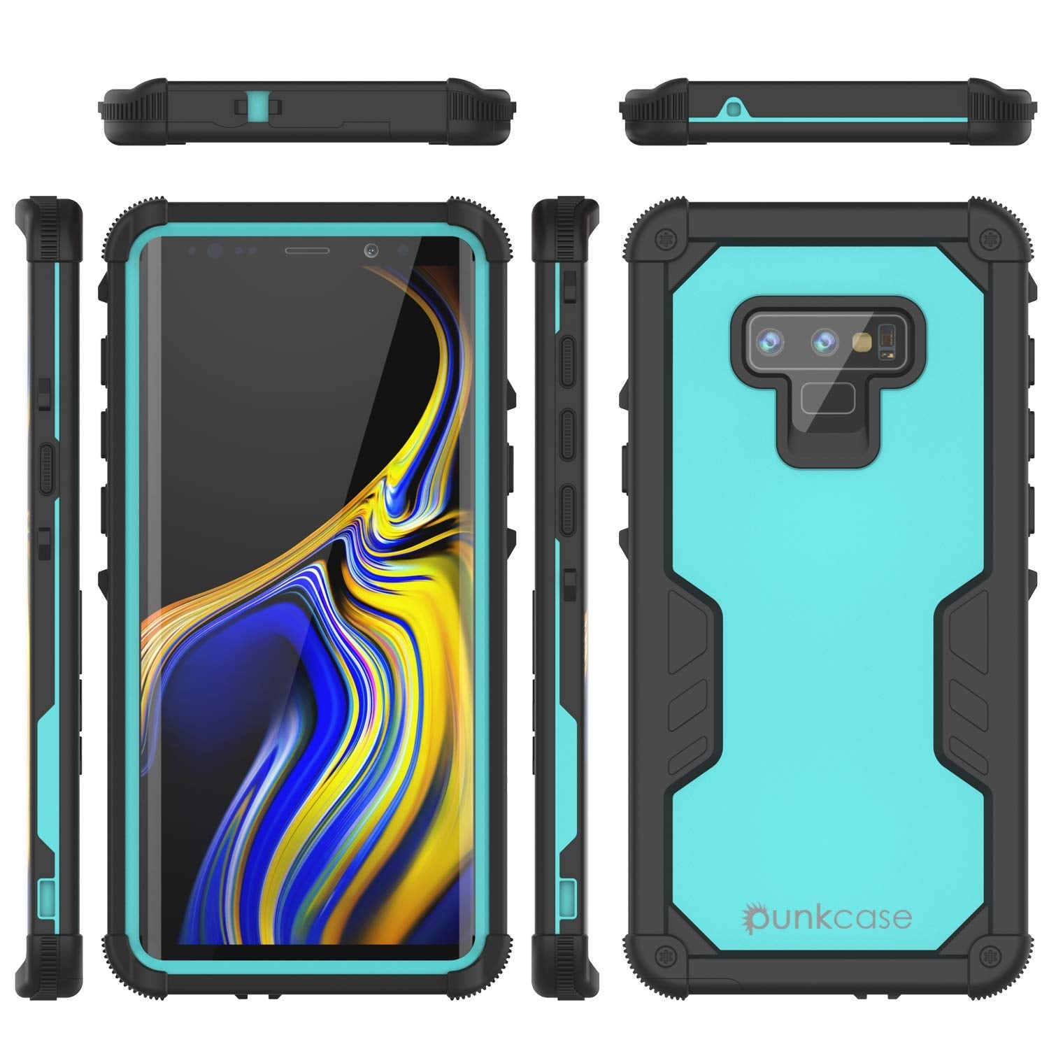 Capa à prova d'água Punkcase Galaxy Note 9 [Série Navy Seal Extreme] Cobertura de armadura com protetor de tela embutido [Azul-petróleo]