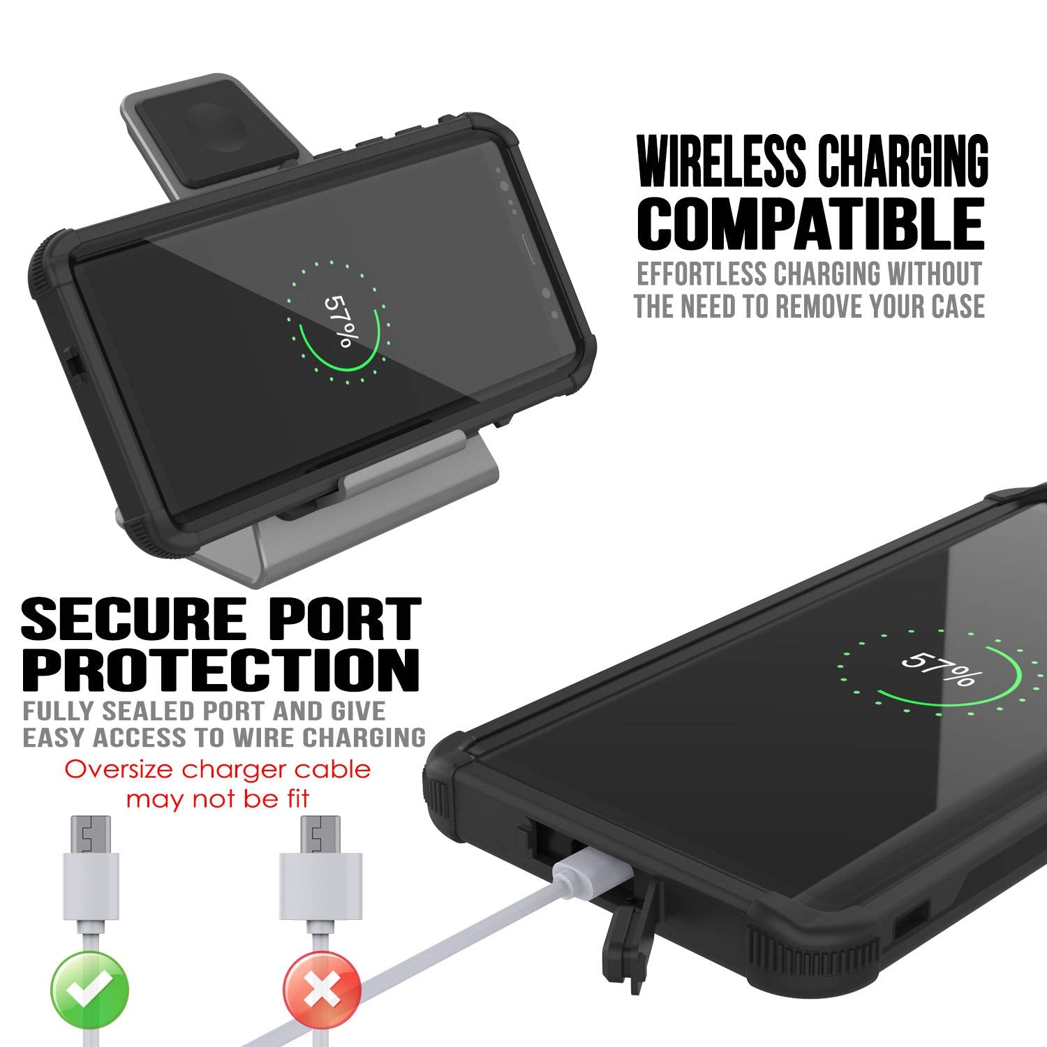 Capa à prova d'água Punkcase Galaxy Note 9 [Série Navy Seal Extreme] Cobertura de armadura com protetor de tela embutido [Preto]
