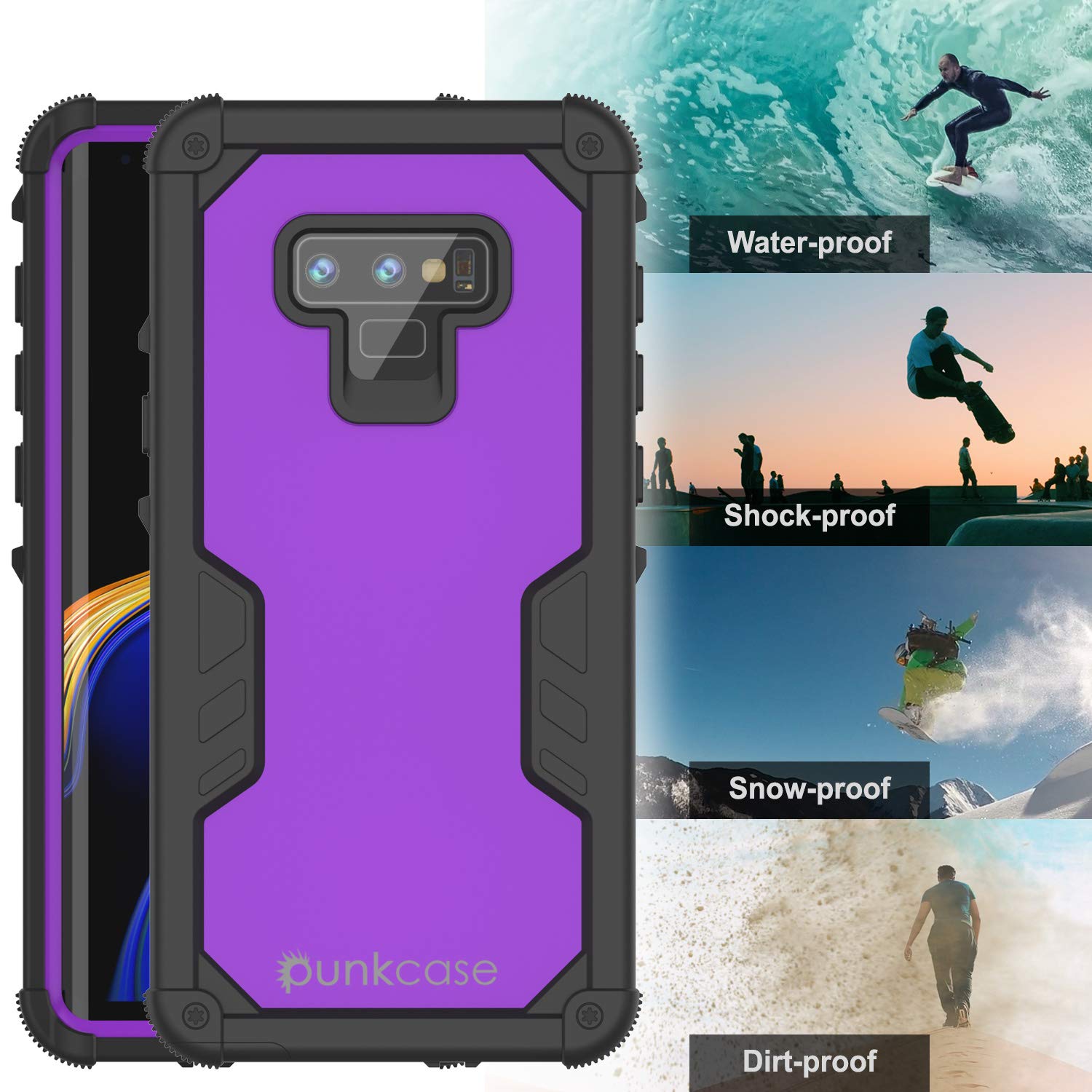 Capa à prova d'água Punkcase Galaxy Note 9 [Série Navy Seal Extreme] Proteção Armor c/ Protetor de Tela Embutido [Roxo]