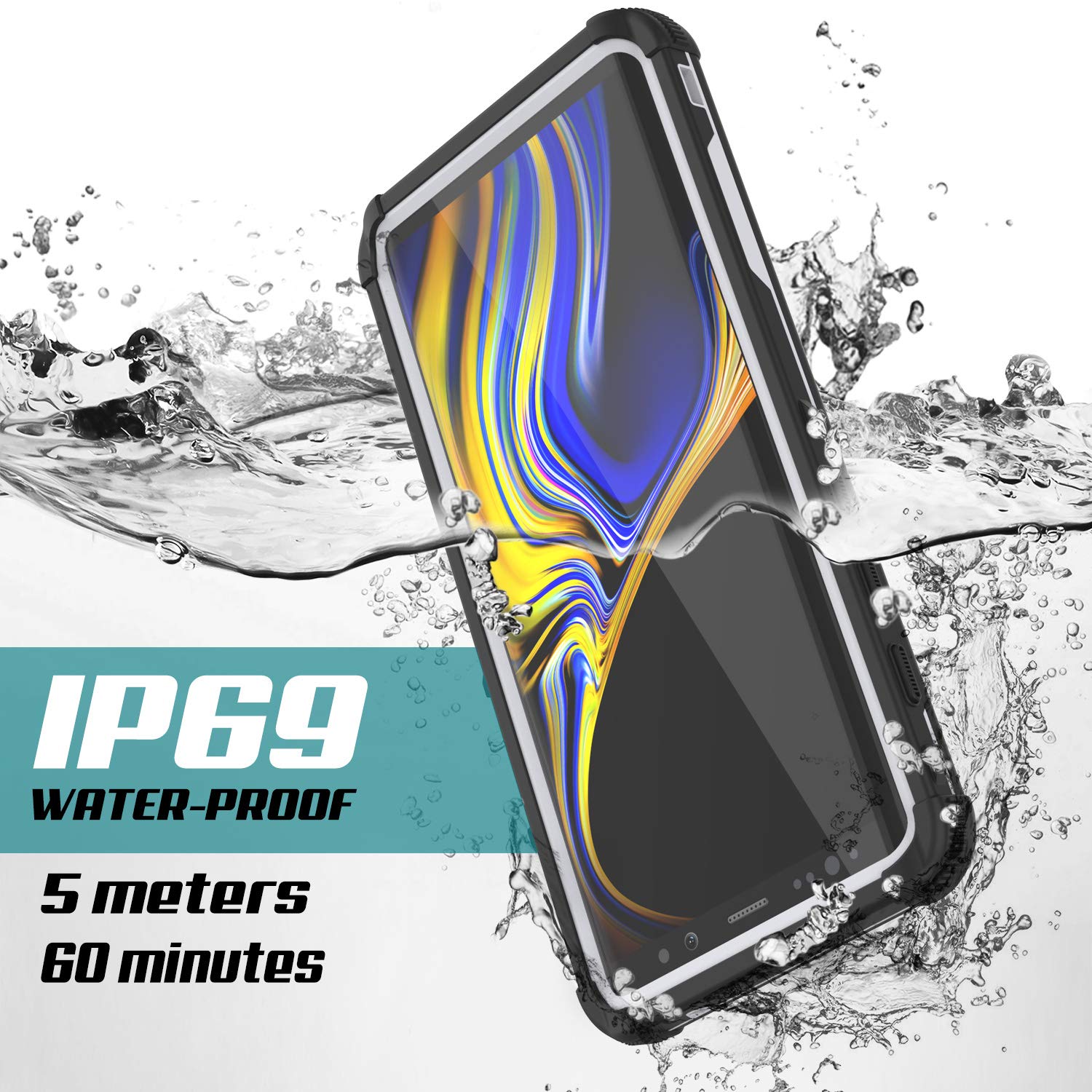 Capa impermeável Punkcase Galaxy Note 9 [Série Extrema Navy Seal] Cobertura de Armadura com Protetor de Tela Incorporado [Branco]