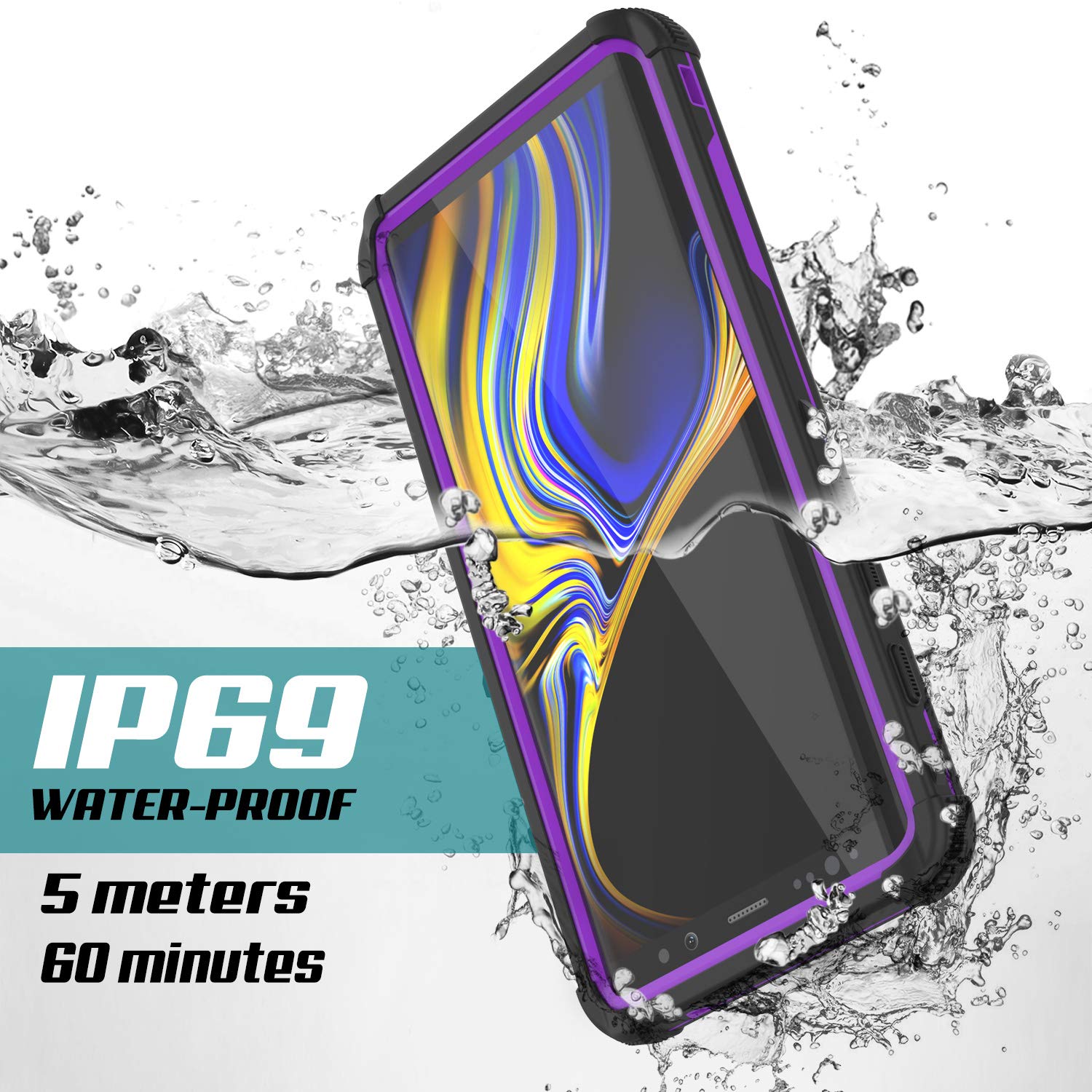 Capa à prova d'água Punkcase Galaxy Note 9 [Série Navy Seal Extreme] Proteção Armor c/ Protetor de Tela Embutido [Roxo]