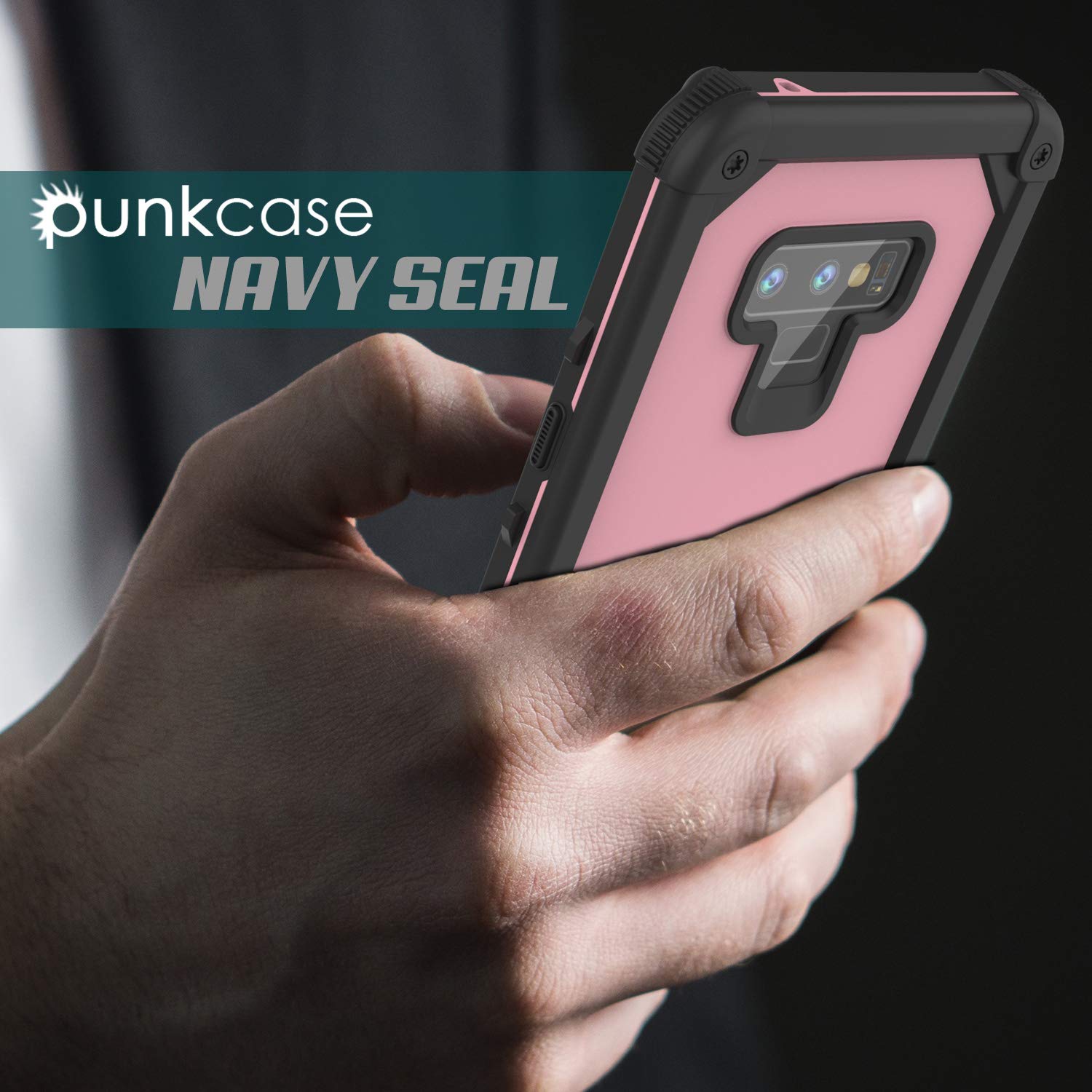 Capa à prova d'água Punkcase Galaxy Note 9 [Série Extrema Navy Seal] Cobertura de Armadura com Protetor de Tela Incorporado [Rosa]