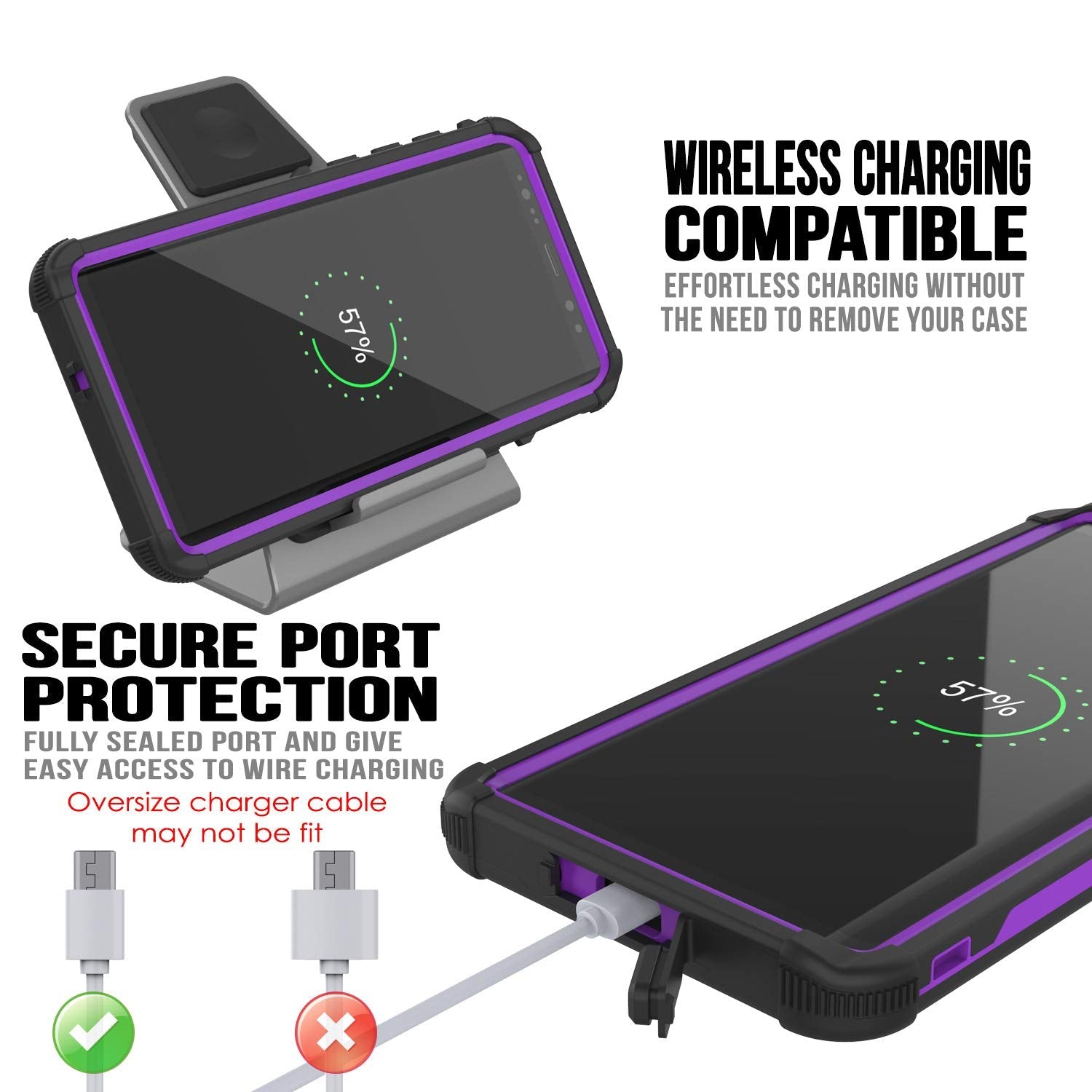 Capa à prova d'água Punkcase Galaxy Note 9 [Série Navy Seal Extreme] Proteção Armor c/ Protetor de Tela Embutido [Roxo]