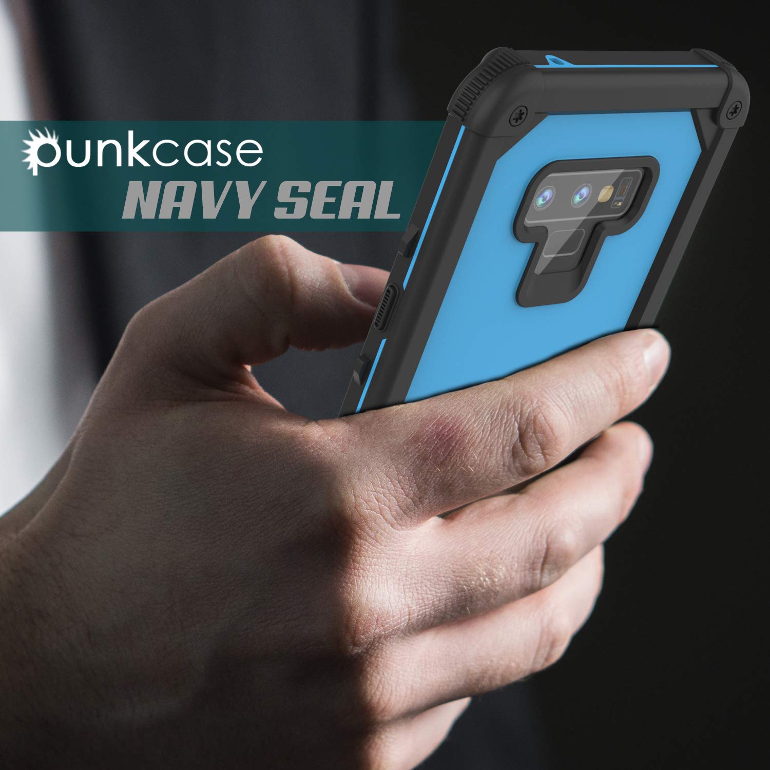 Capa à Prova d'Água Punkcase Galaxy Note 9 [Série Extrema Marinha] Cobertura de Armadura com Protetor de Tela Integrado [Azul Claro]