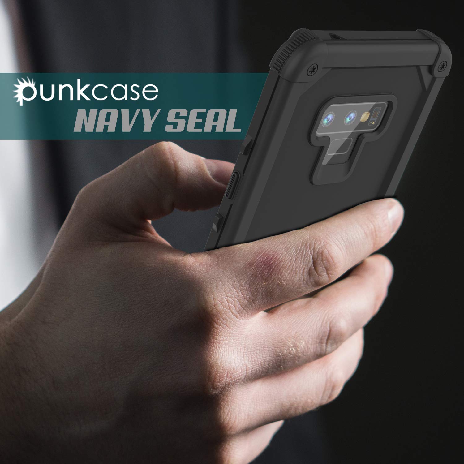 Capa à prova d'água Punkcase Galaxy Note 9 [Série Navy Seal Extreme] Cobertura de armadura com protetor de tela embutido [Preto]