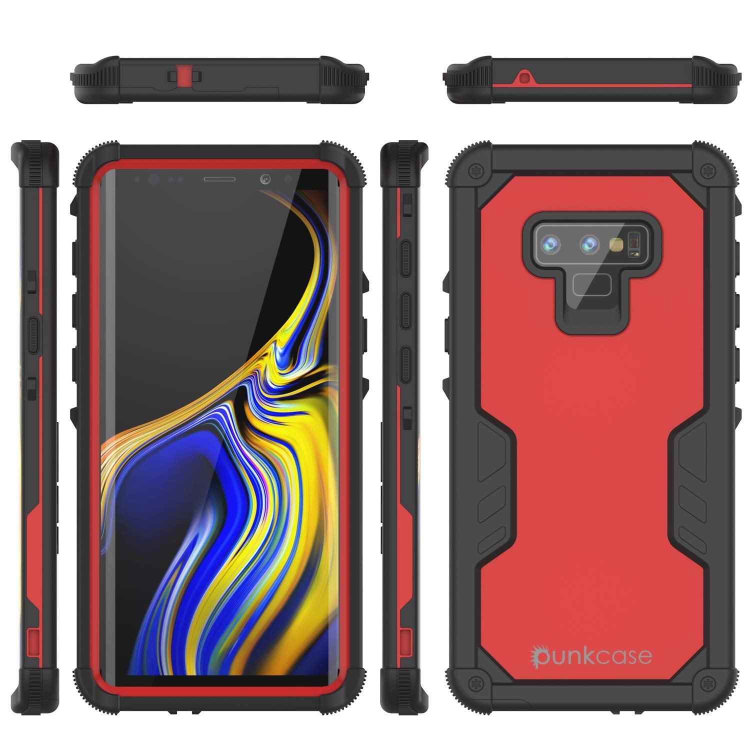 Punkcase Capa à Prova d'Água Galaxy Note 9 [Série Extreme Navy Seal] Capa de Armadura com Protetor de Tela Embutido [Vermelho]