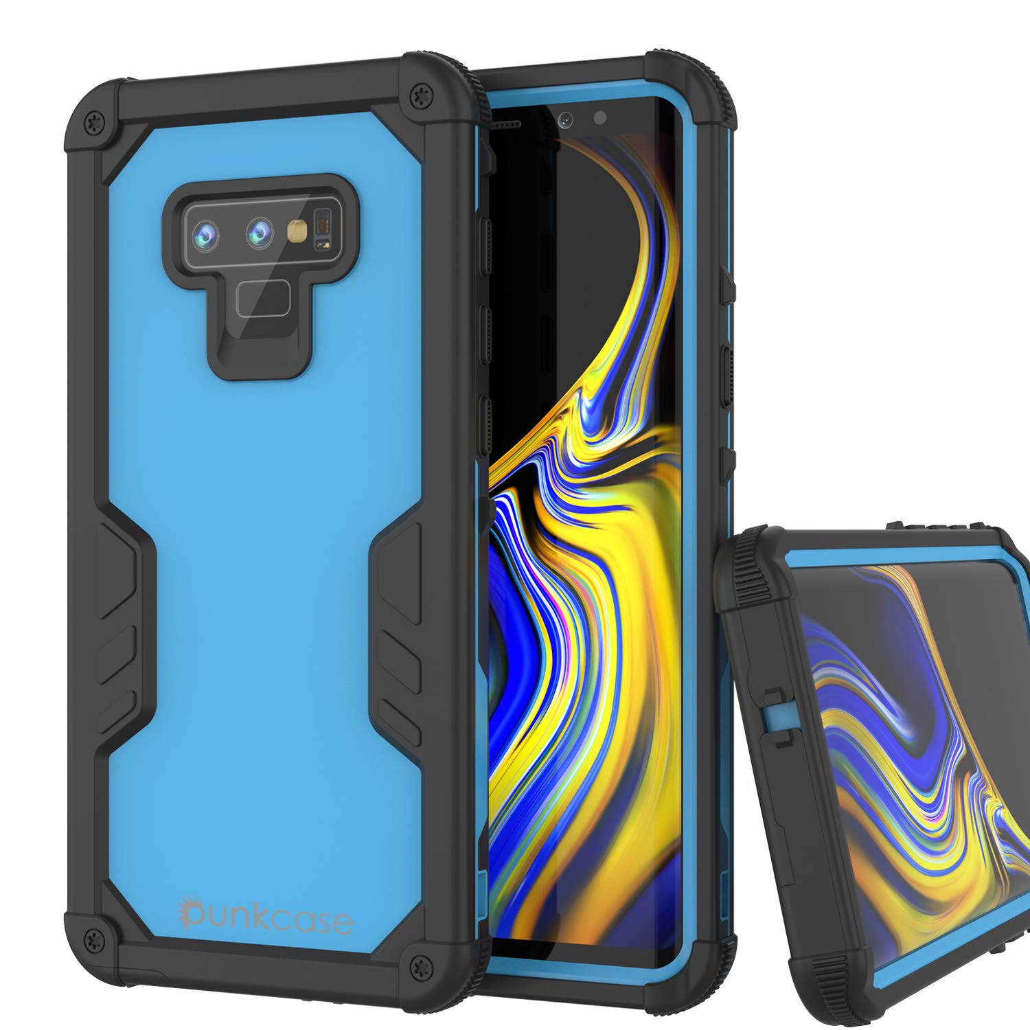 Capa à Prova d'Água Punkcase Galaxy Note 9 [Série Extrema Marinha] Cobertura de Armadura com Protetor de Tela Integrado [Azul Claro]