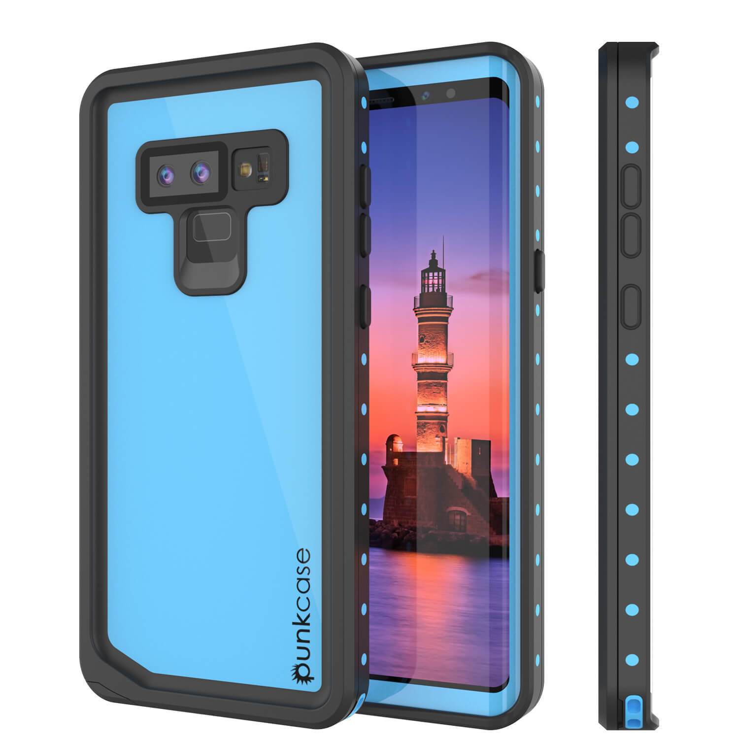 Capa à prova d'água Galaxy Note 9 PunkCase StudStar Light Blue Fina 6,6 pés à prova de choque debaixo d'água