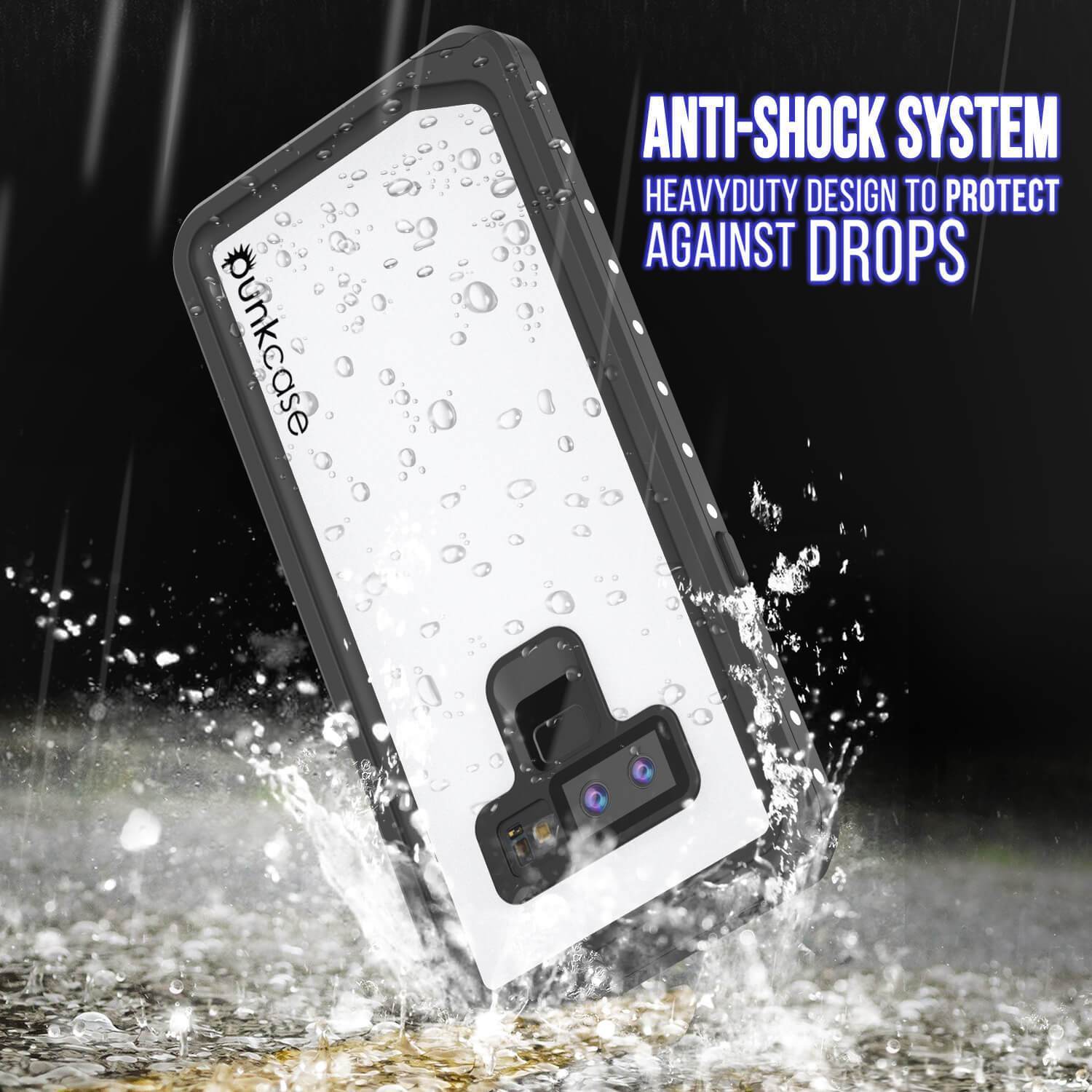 Galaxy Note 9 Waterproof Case, PunkСase StudStar White Thin 6.6ft Underwater Shock/Snow Proof (Color in image: light blue)