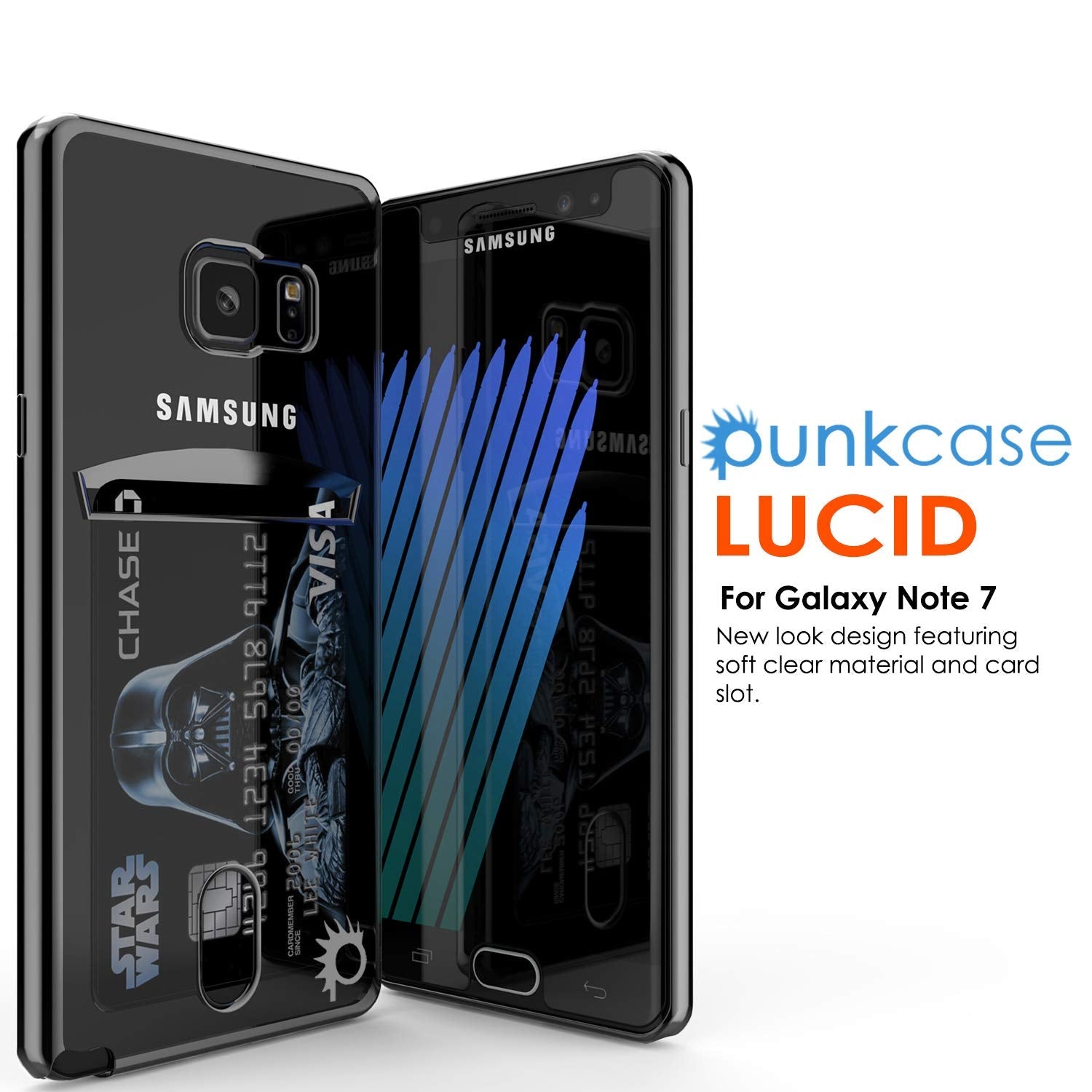 Galaxy Note FE Case, PUNKCASE® LUCID Black Series | Card Slot | SHIELD Screen Protector | Ultra fit