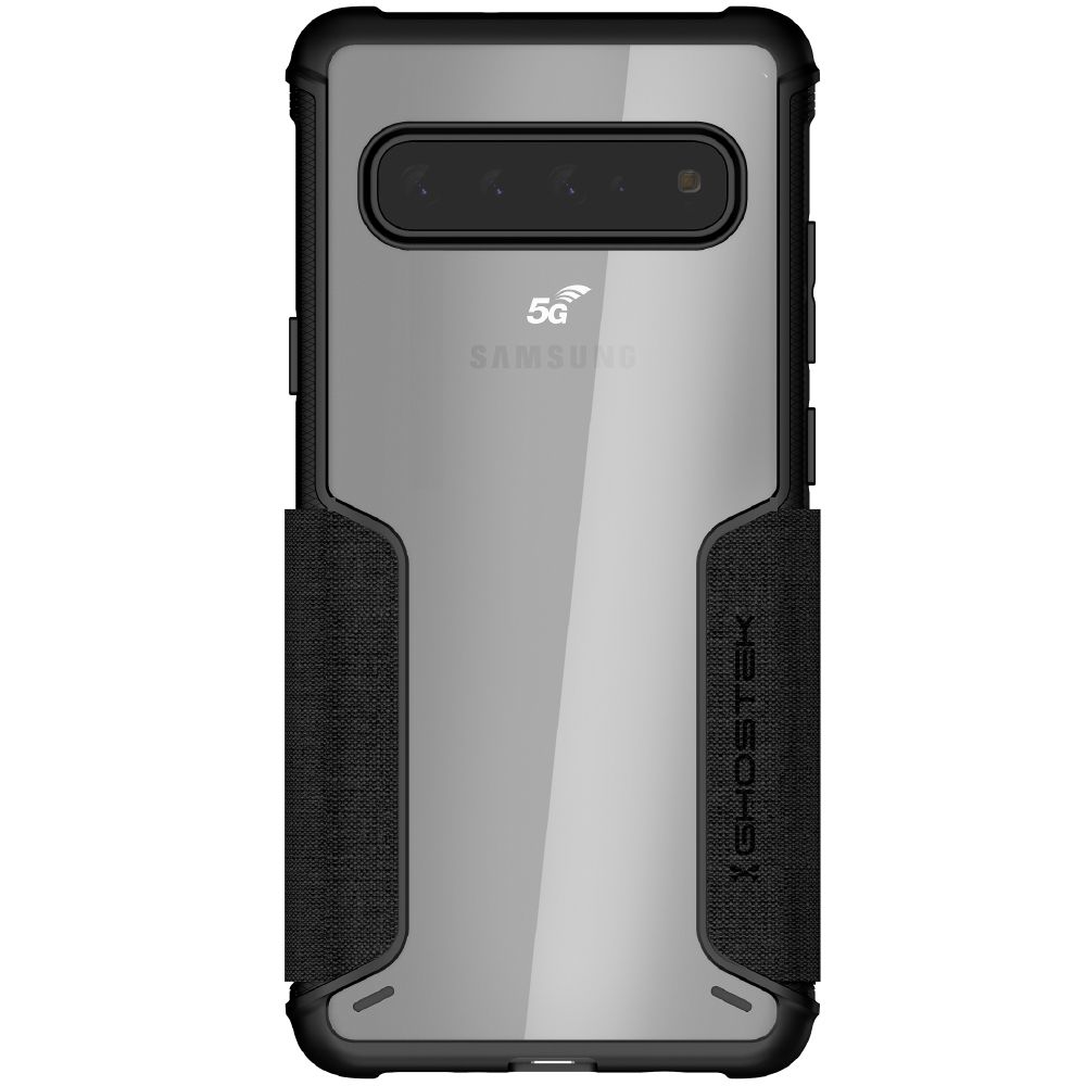 EXEC 3 para Galaxy S10 5G Estojo de Couro Flip Wallet [Preto]