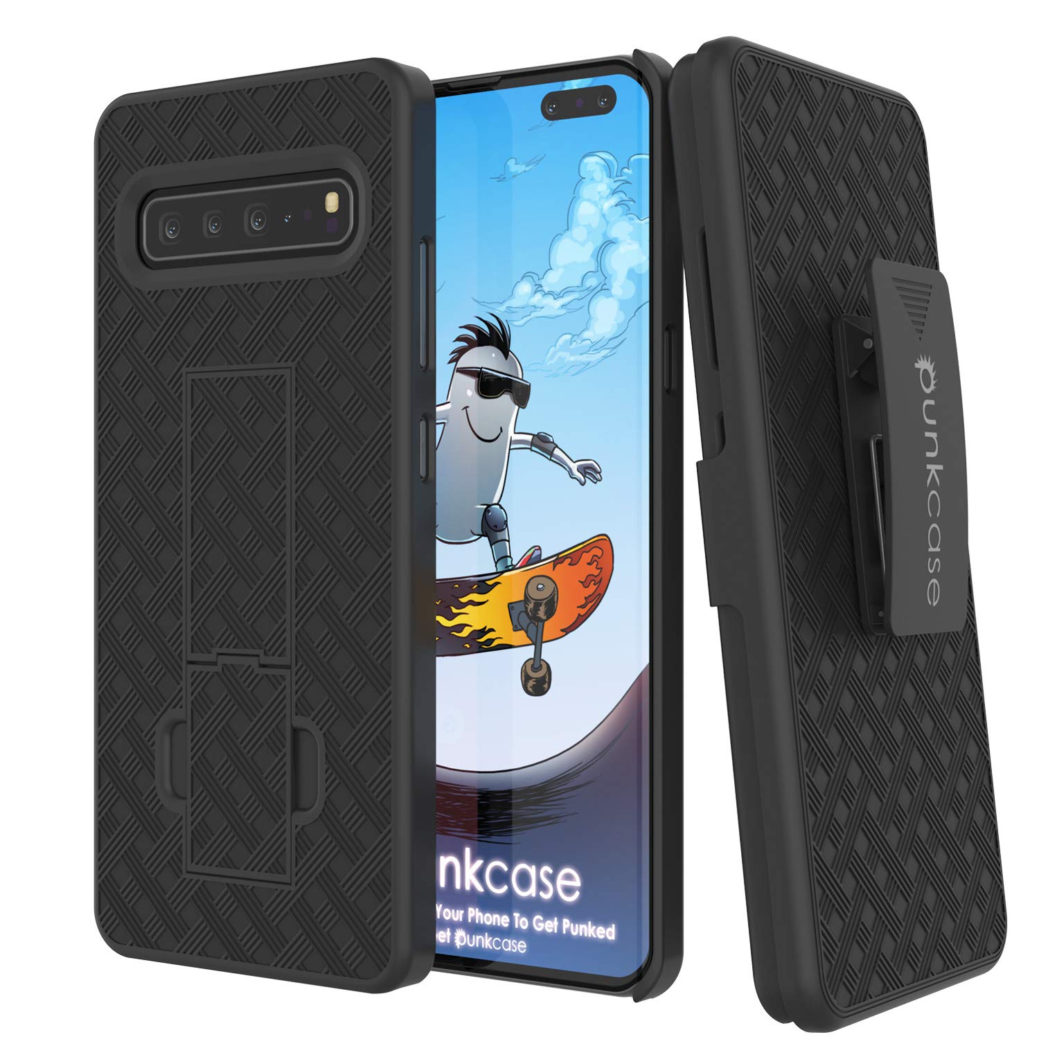 Capa Punkcase Galaxy S10 5G com Protetor de Tela, Clip de Cinto [Preto]