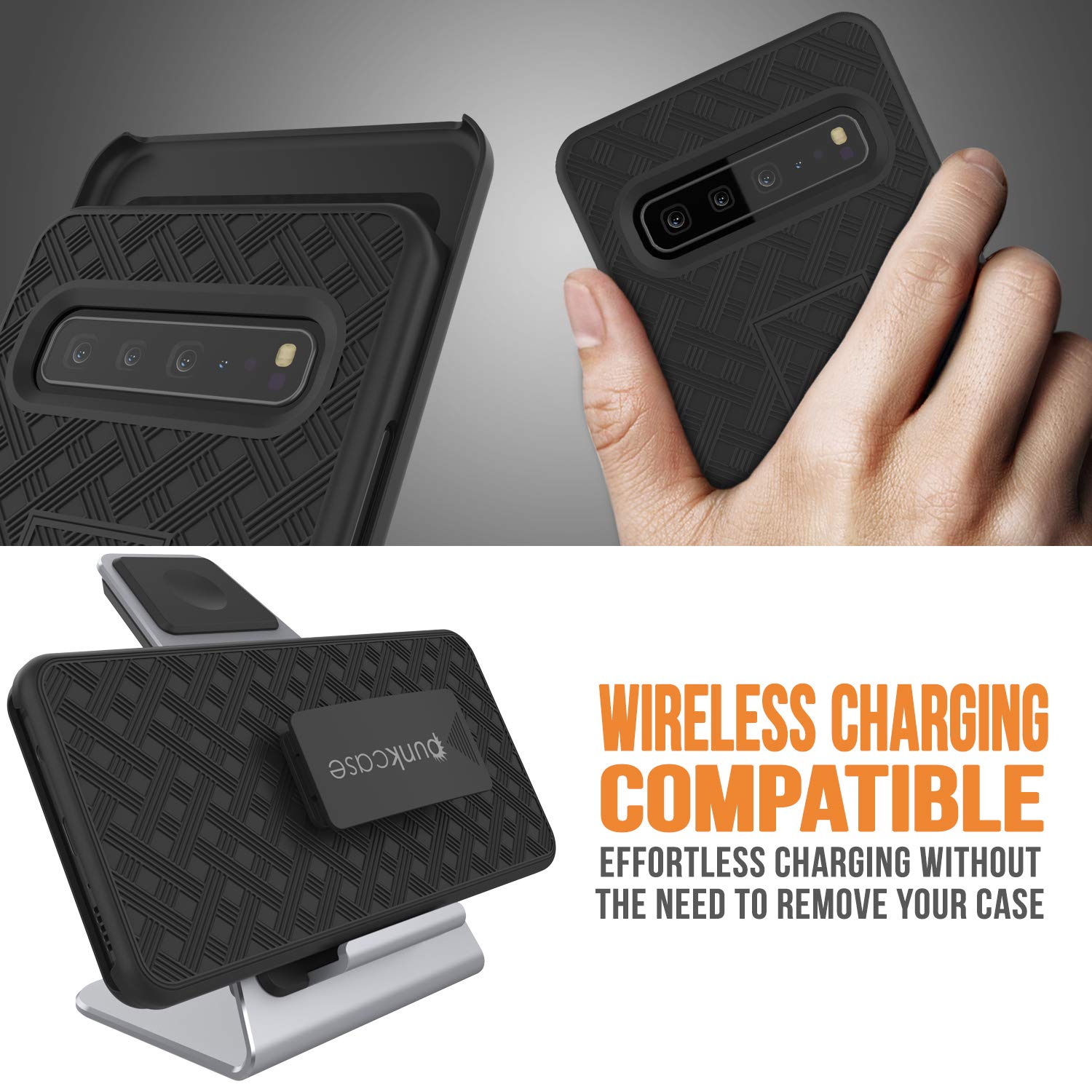 Capa Punkcase Galaxy S10 5G com Protetor de Tela, Clip de Cinto [Preto]