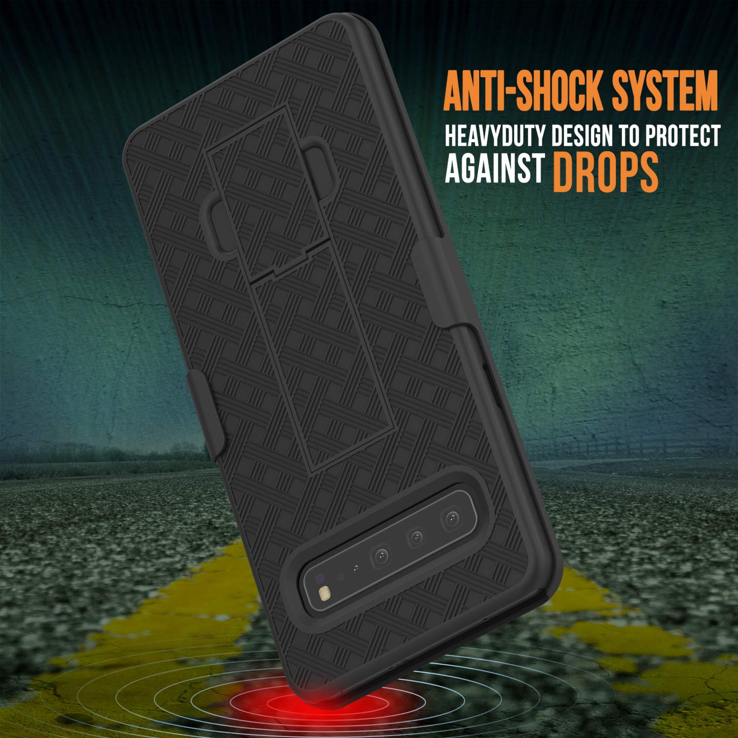 Capa Punkcase Galaxy S10 5G com Protetor de Tela, Clip de Cinto [Preto]