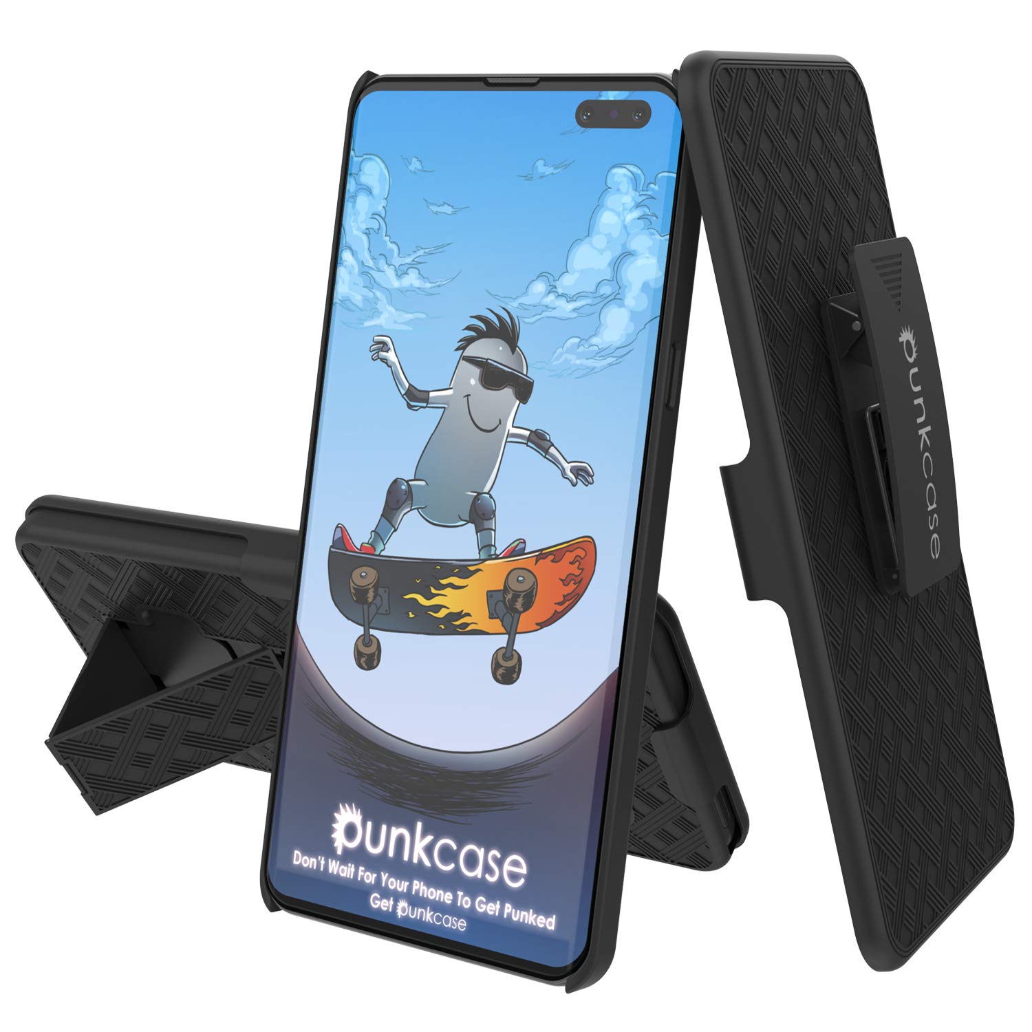 Capa Punkcase Galaxy S10 5G com Protetor de Tela, Clip de Cinto [Preto]