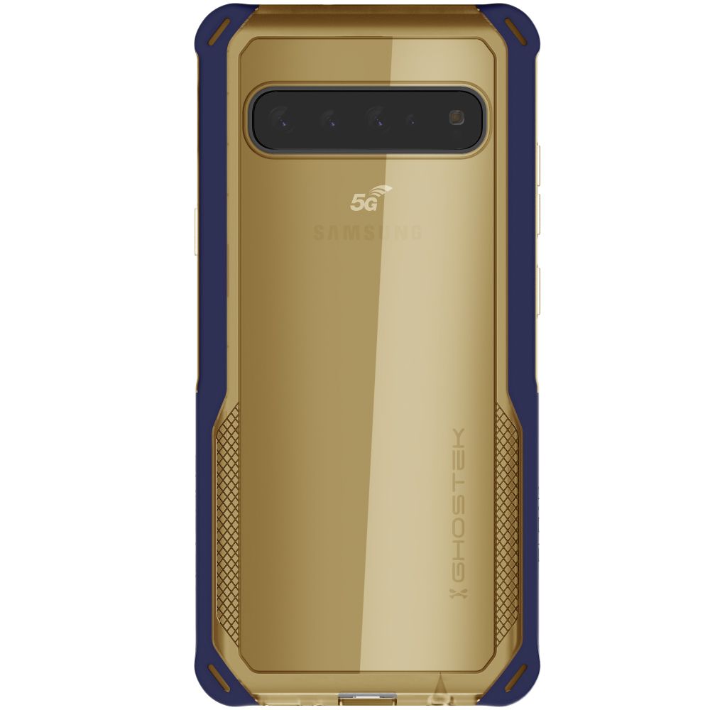 CLOAK 4 para Galaxy S10 5G Capa híbrida à prova de choque [Azul-Dourado]